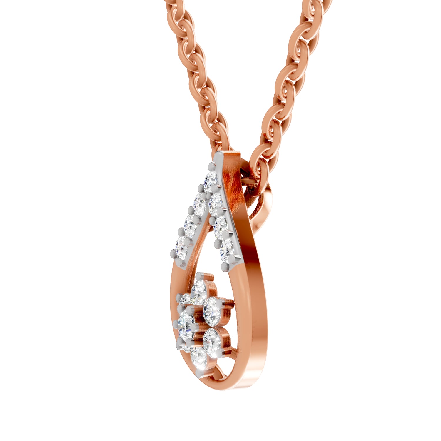 0.24 Carat Round Shape Teardrop Pendant | 14K Rose Gold