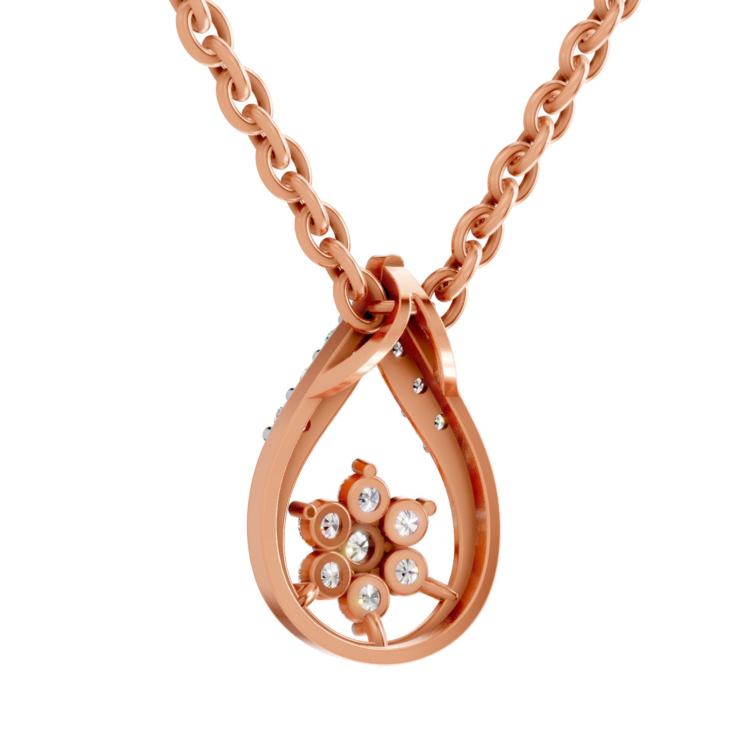 0.24 Carat Round Shape Teardrop Pendant | 14K Rose Gold