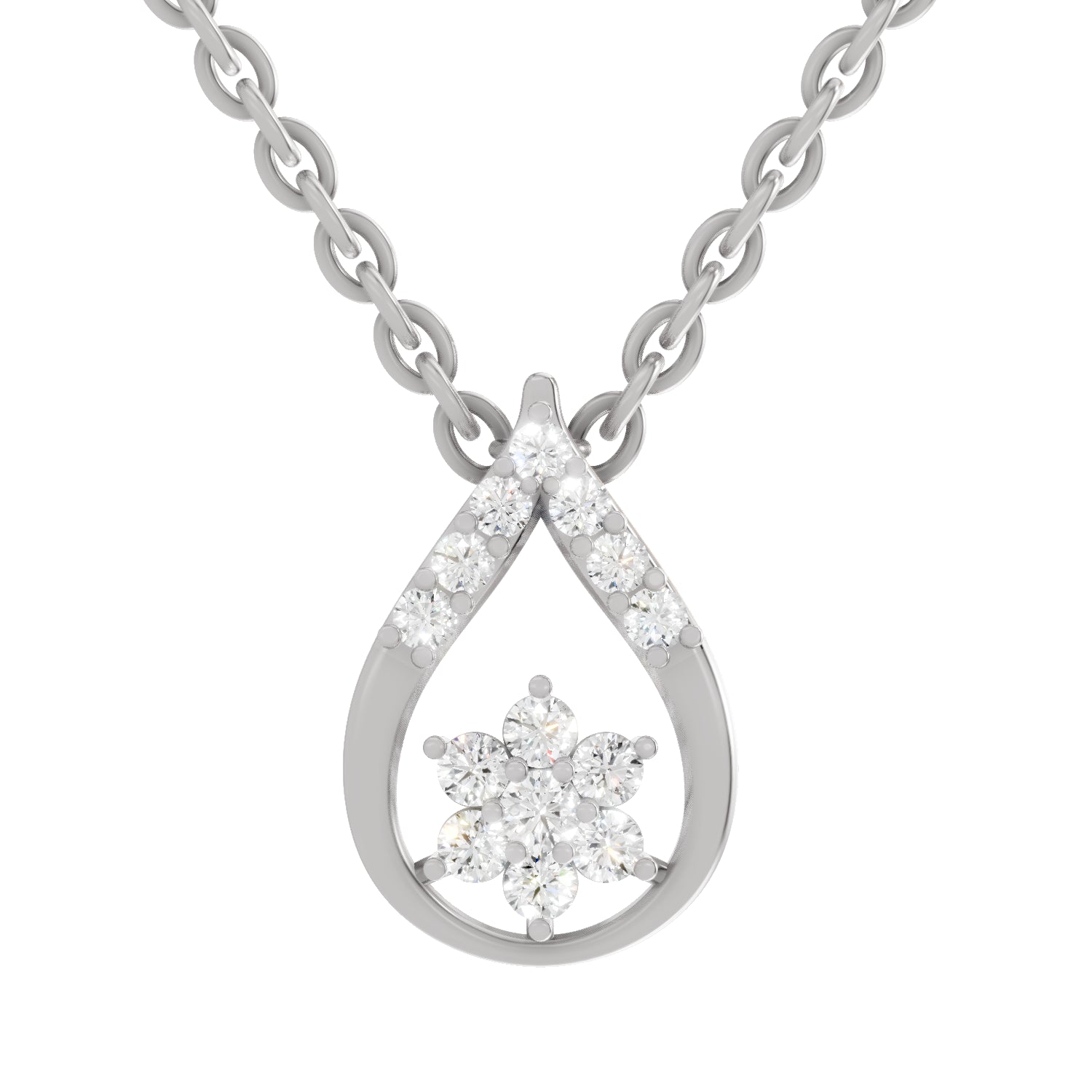 0.24 Carat Round Shape Teardrop Pendant | 14K White Gold
