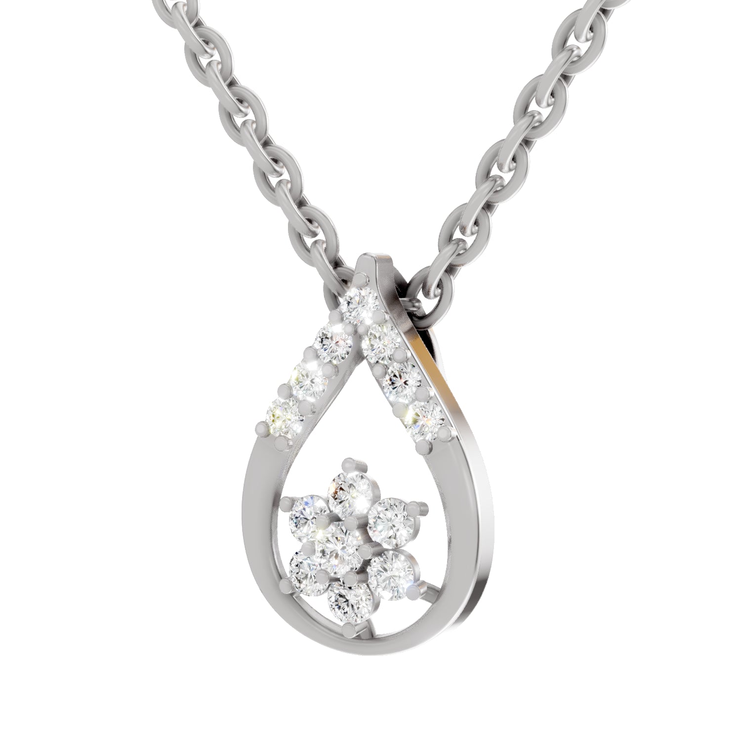 0.24 Carat Round Shape Teardrop Pendant | 14K White Gold