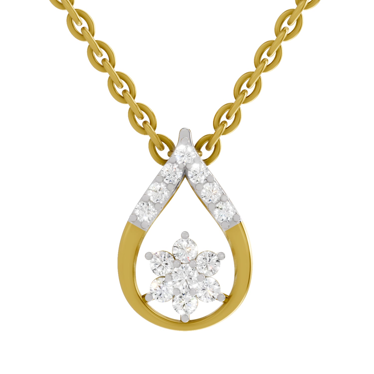 0.24 Carat Round Shape Teardrop Pendant | 14K Yellow Gold