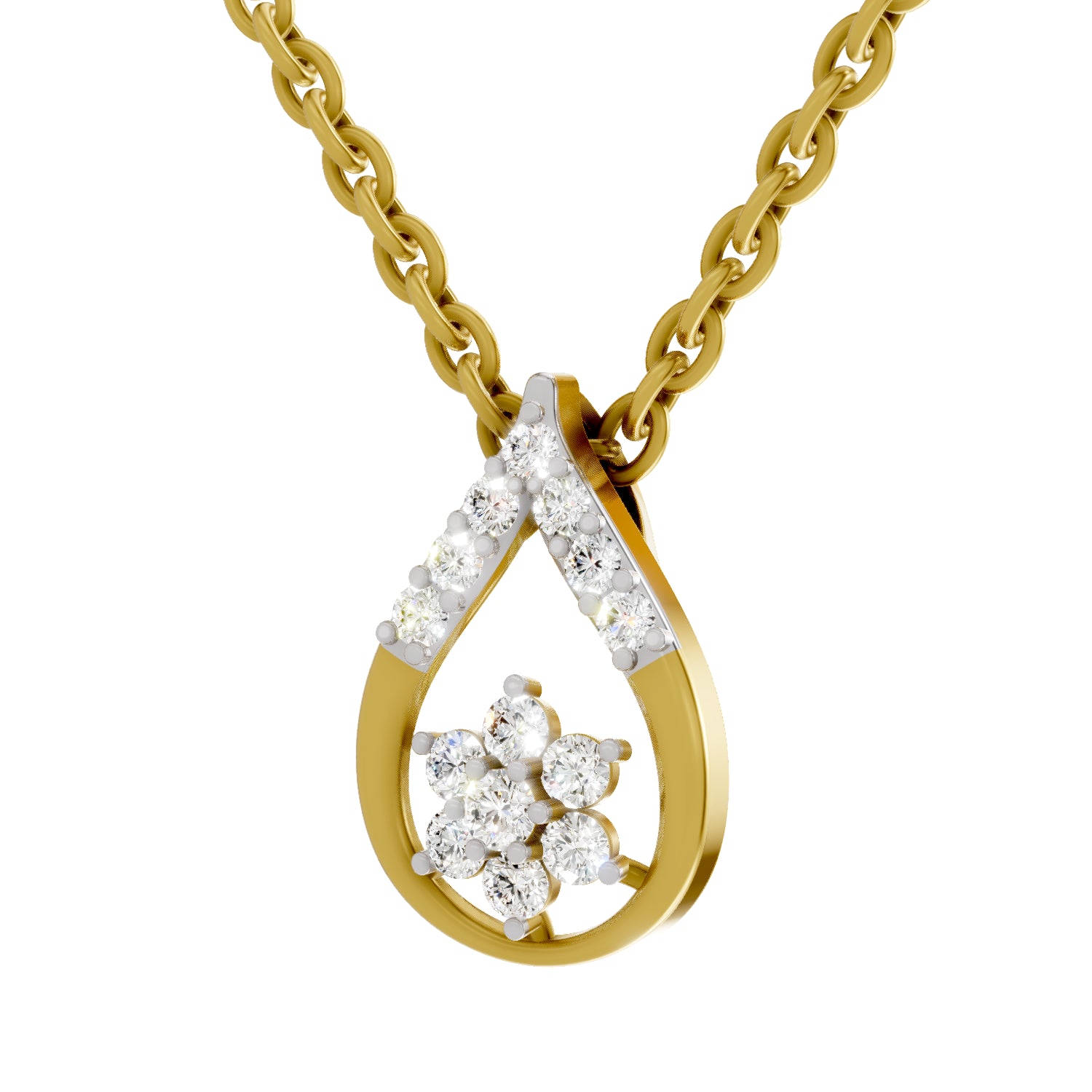 0.24 Carat Round Shape Teardrop Pendant | 14K Yellow Gold