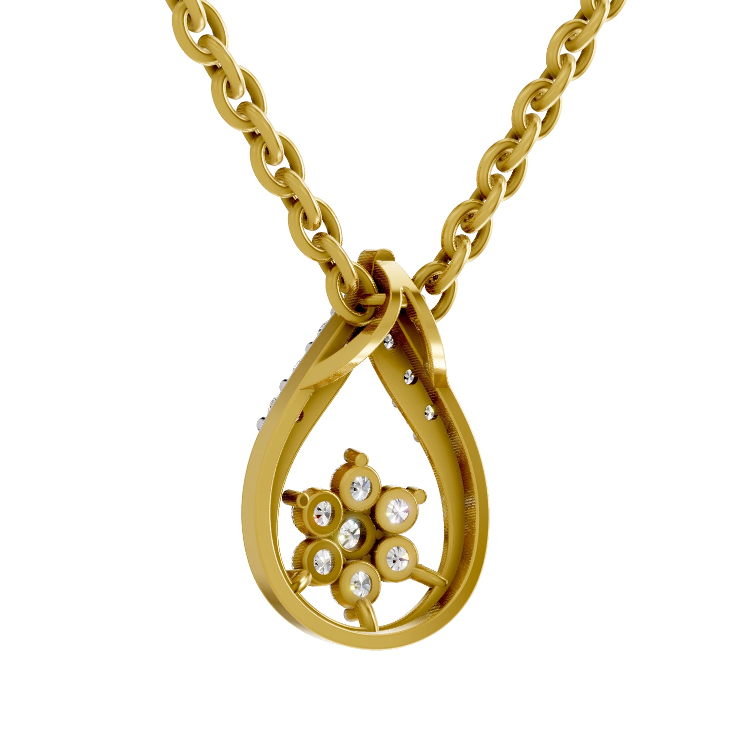 0.24 Carat Round Shape Teardrop Pendant | 14K Yellow Gold