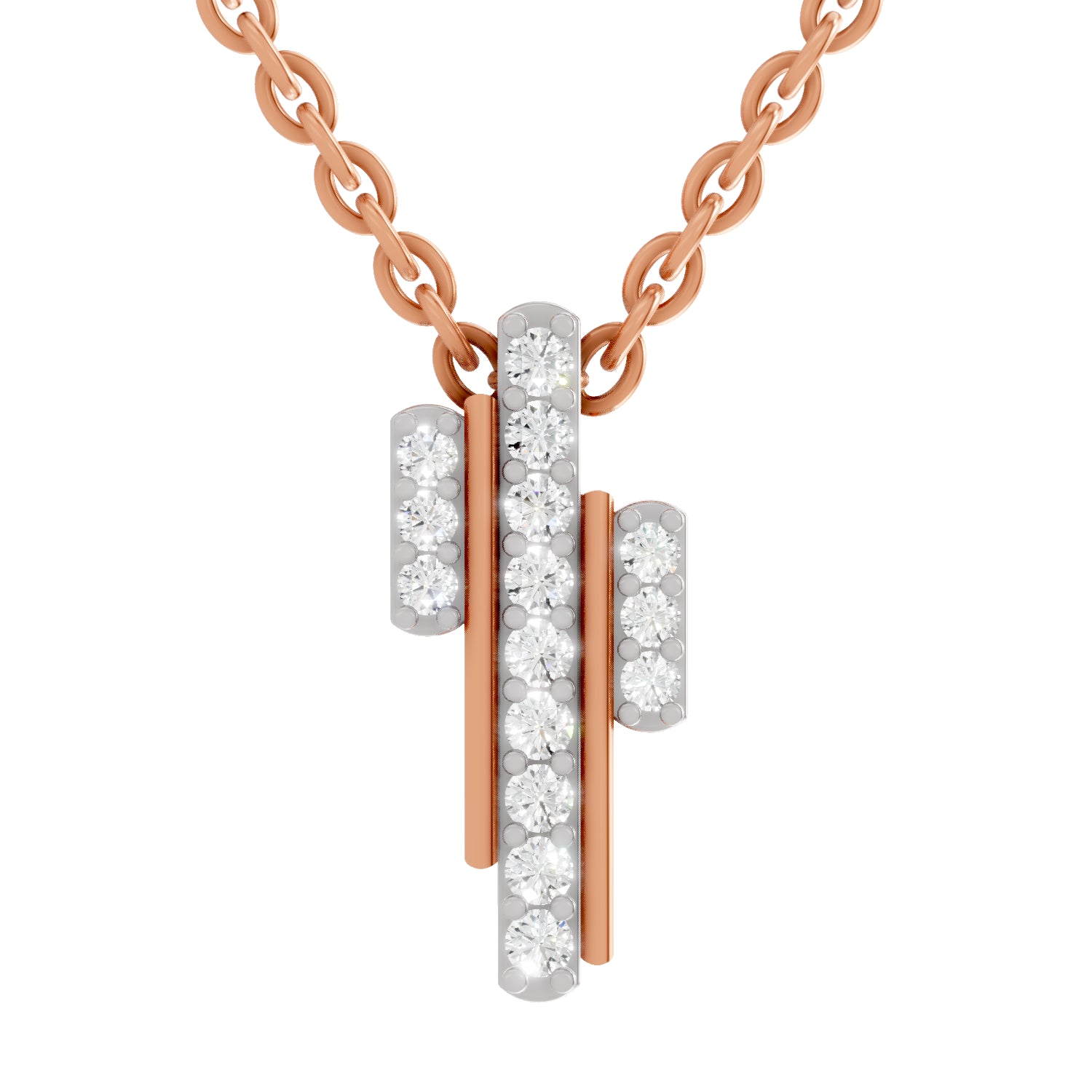 0.23 Carat Round Shape Skyline Pendant | 14K Rose Gold