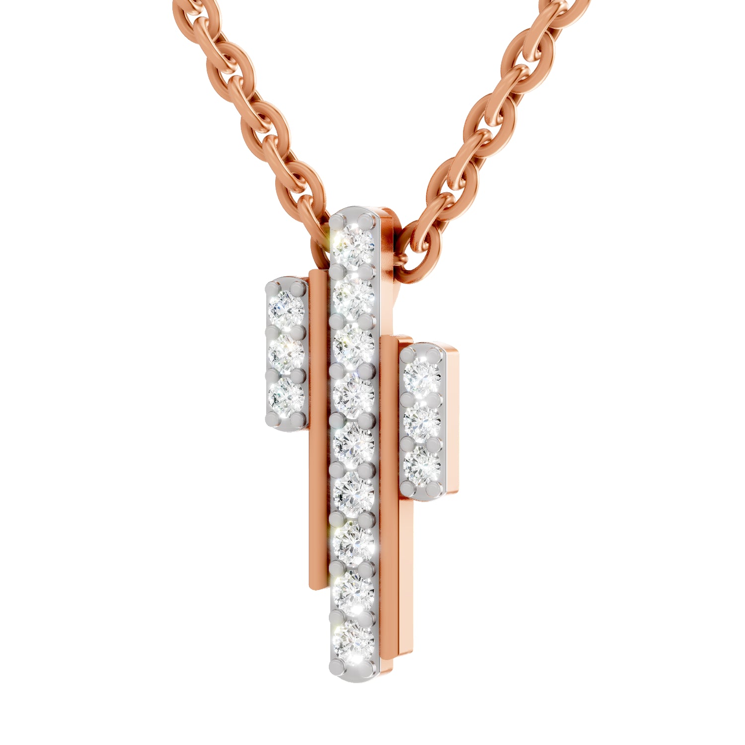 0.23 Carat Round Shape Skyline Pendant | 14K Rose Gold