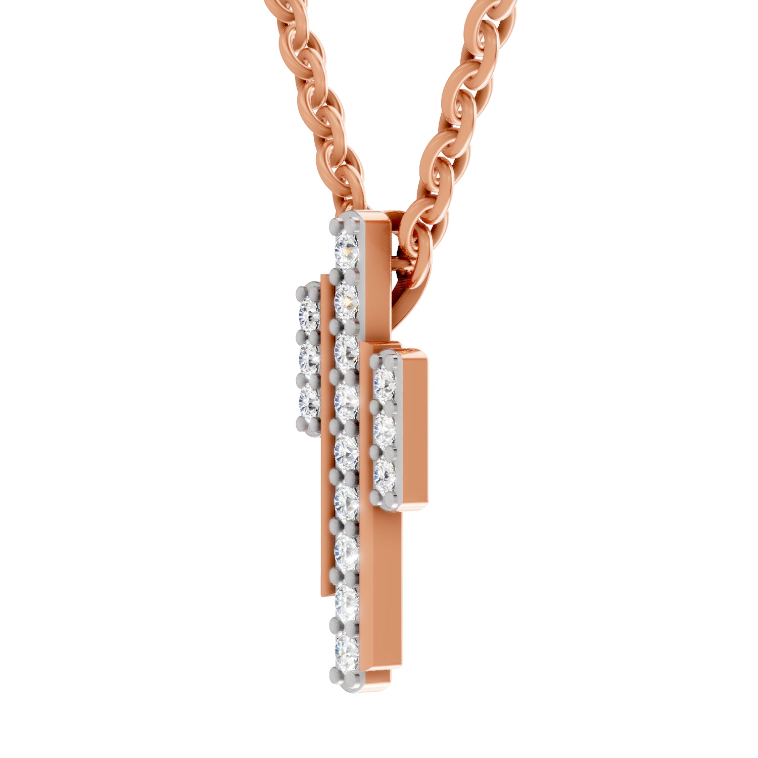 0.23 Carat Round Shape Skyline Pendant | 14K Rose Gold