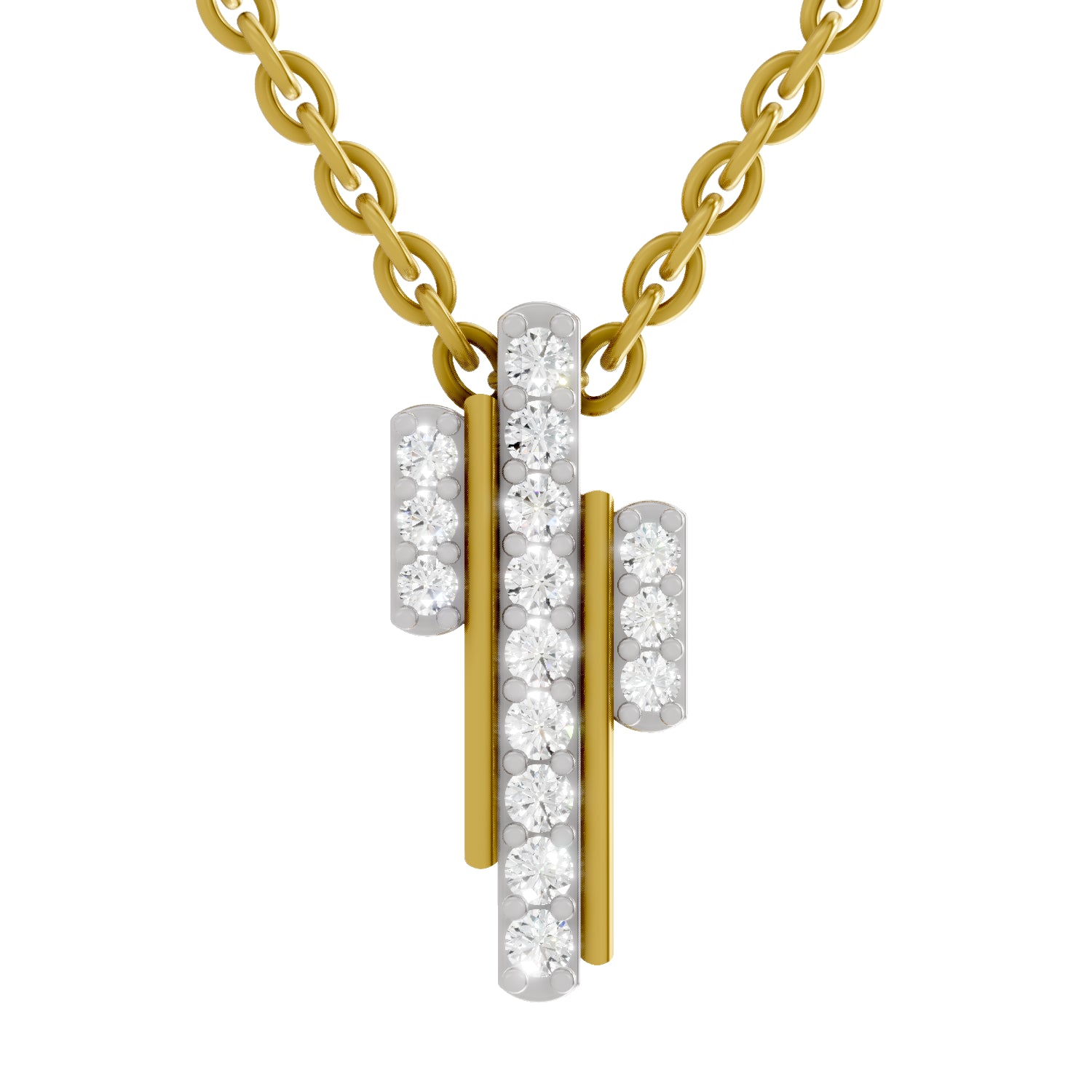 0.23 Carat Round Shape Skyline Pendant | 14K Yellow Gold