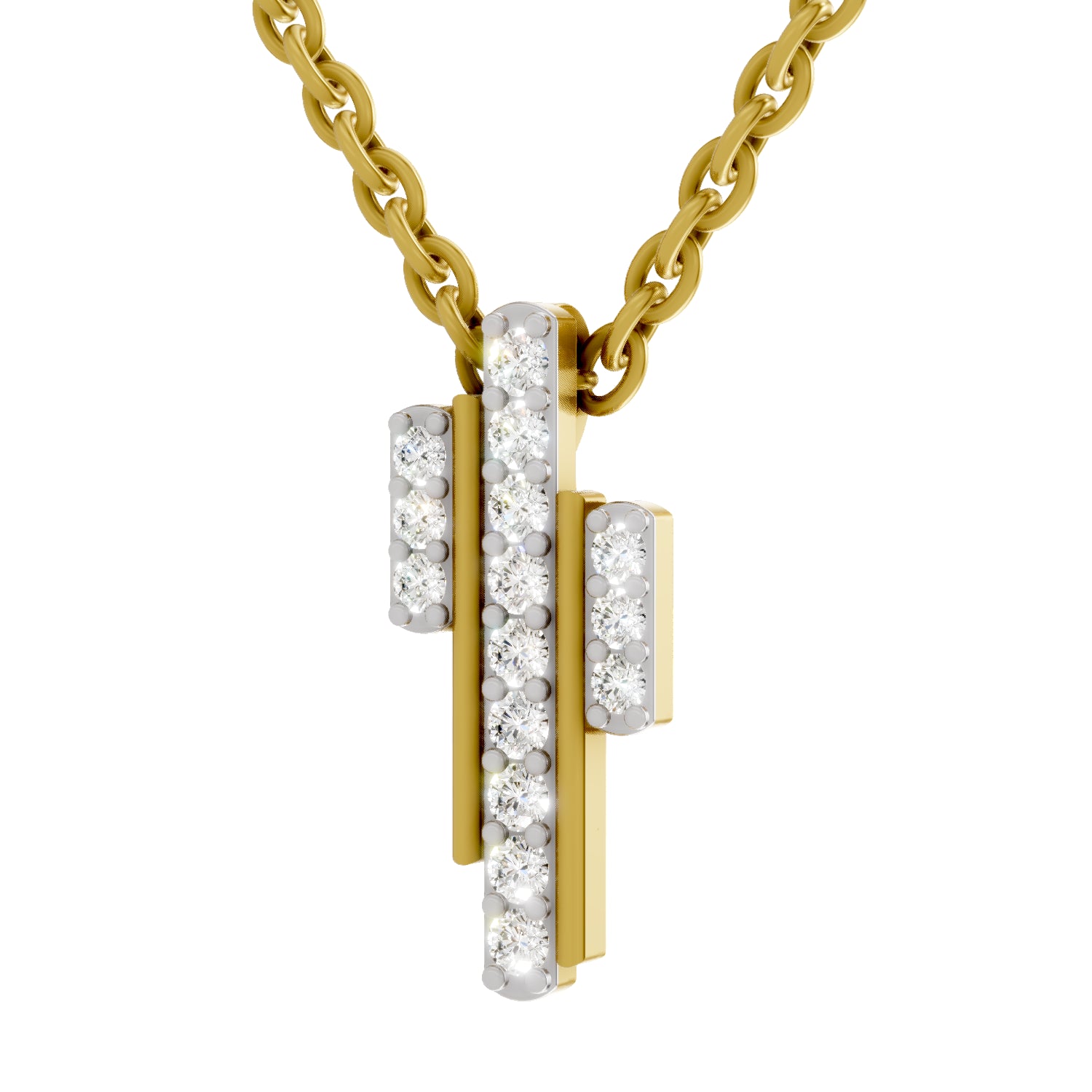 0.23 Carat Round Shape Skyline Pendant | 14K Yellow Gold