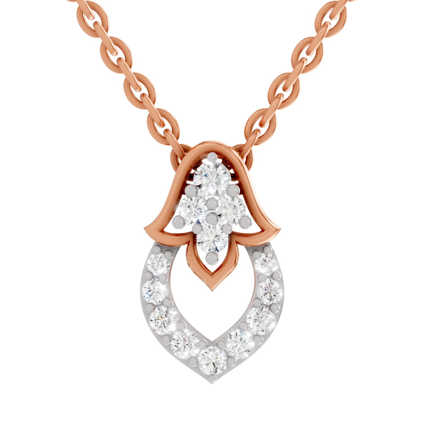 0.3 Carat Round Shape teardrop Pendant | 14K Rose Gold