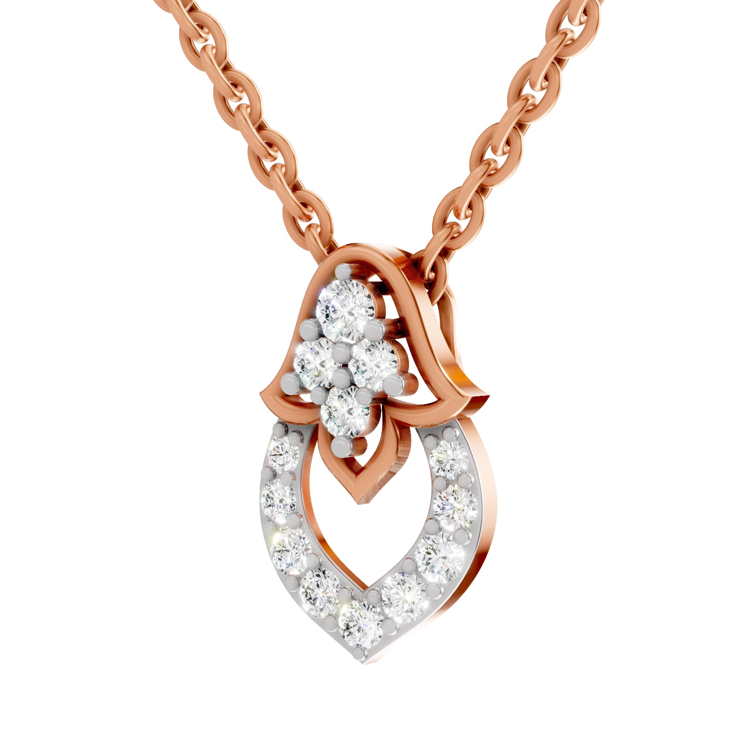 0.3 Carat Round Shape teardrop Pendant | 14K Rose Gold