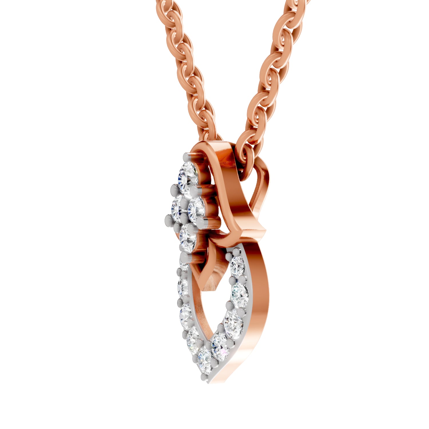 0.3 Carat Round Shape teardrop Pendant | 14K Rose Gold