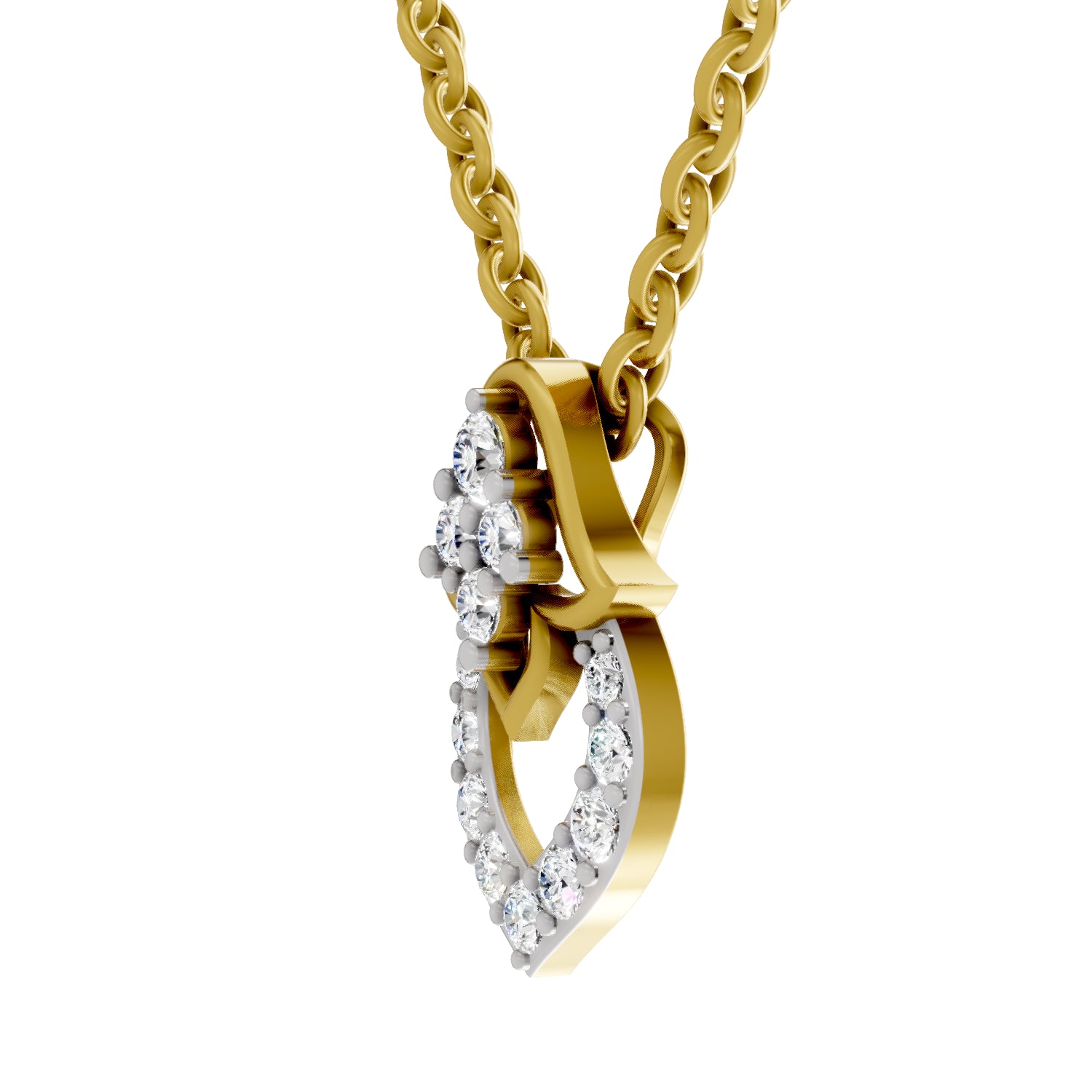 0.3 Carat Round Shape teardrop Pendant | 14K Yellow Gold