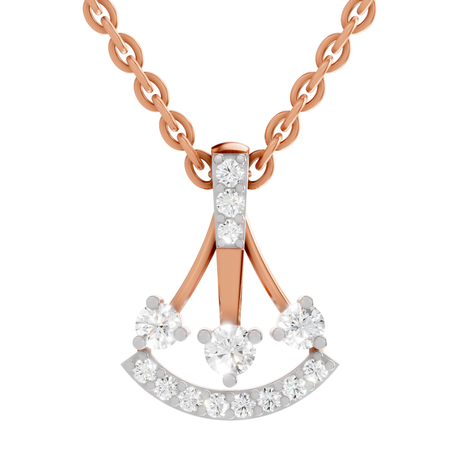 0.31 Carat Round Shape Celestial Arc Pendant | 14K Rose Gold