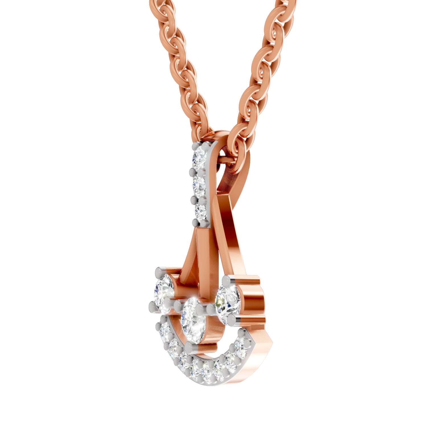 0.31 Carat Round Shape Celestial Arc Pendant | 14K Rose Gold