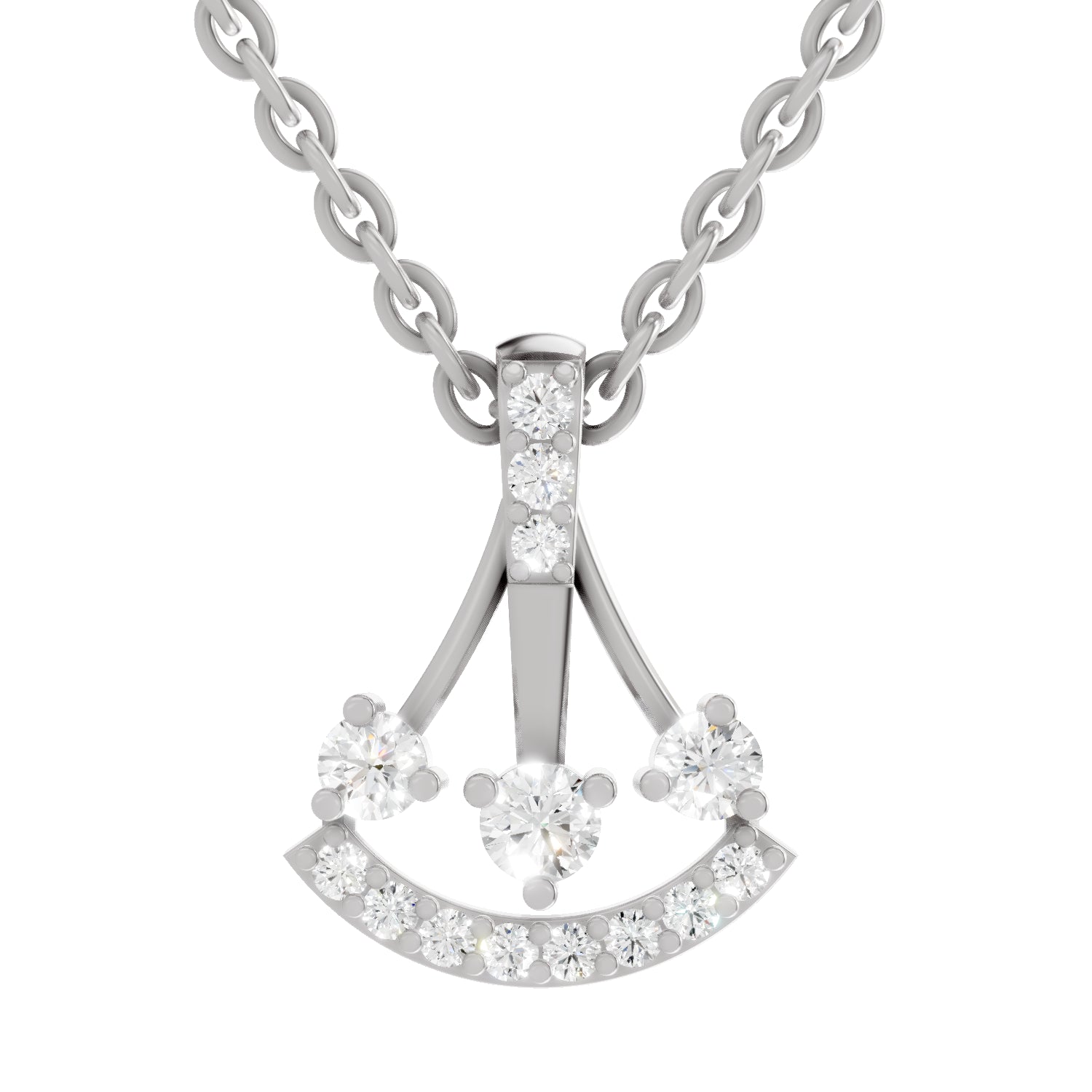 0.31 Carat Round Shape Celestial Arc Pendant | 14K White Gold