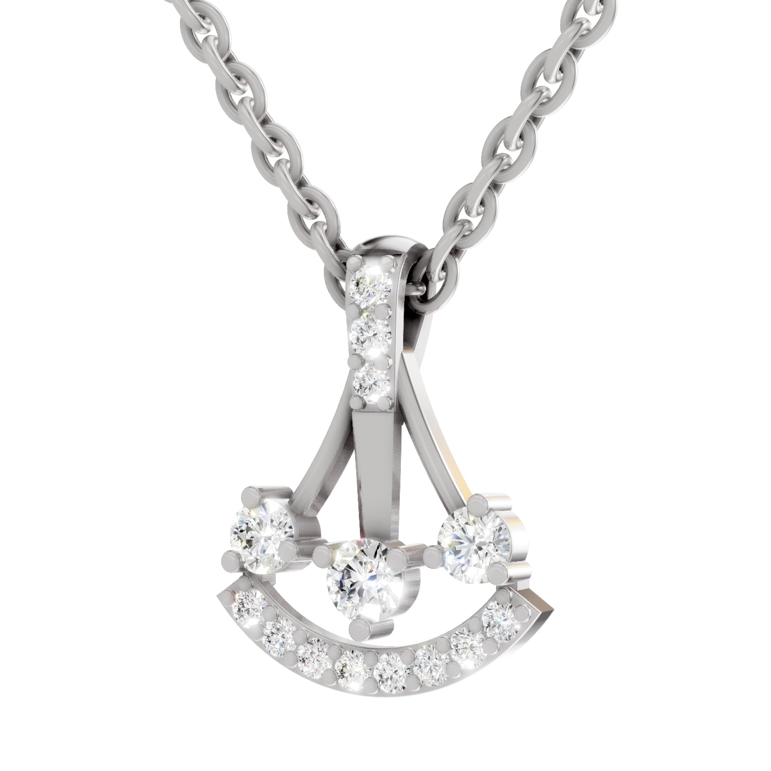 0.31 Carat Round Shape Celestial Arc Pendant | 14K White Gold