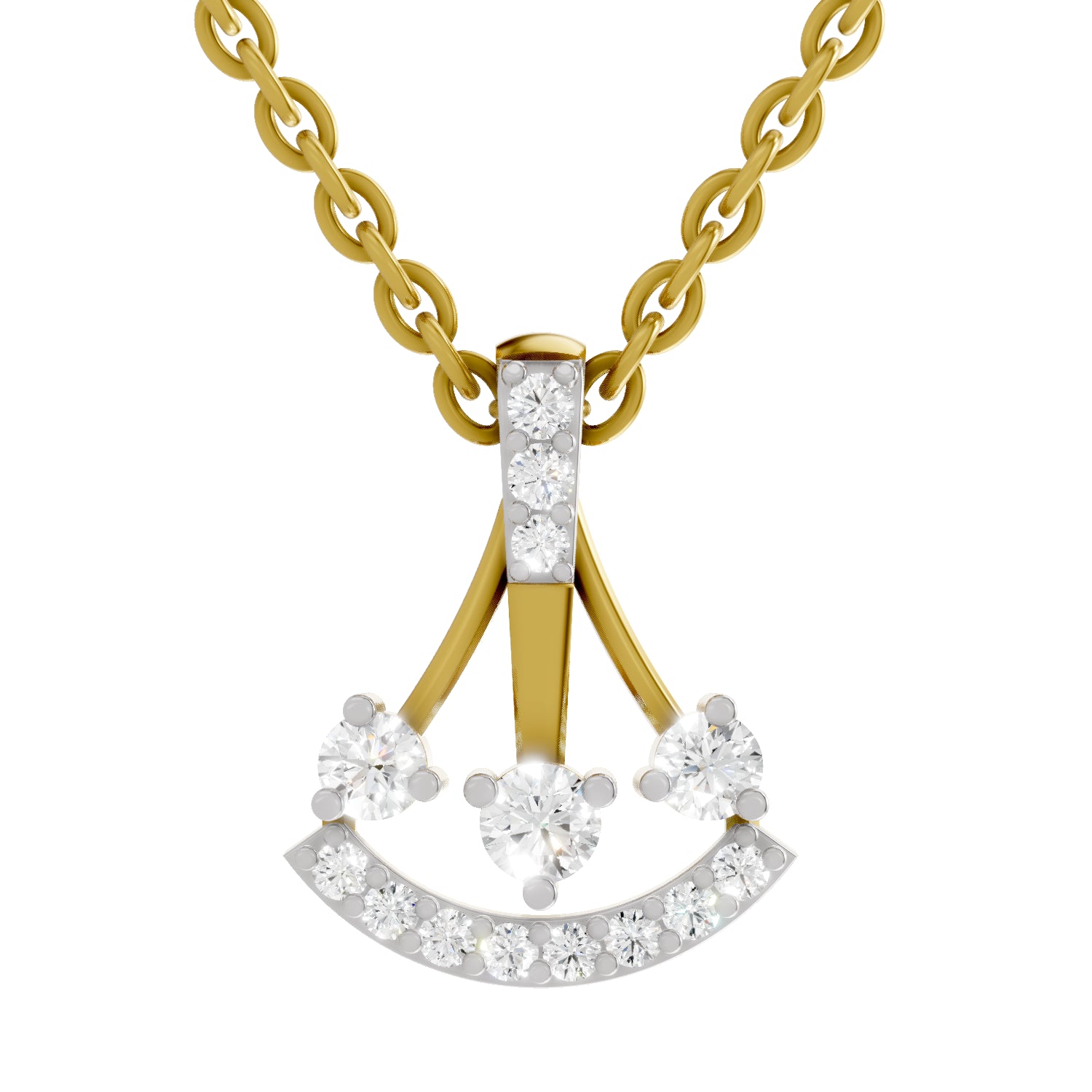 0.31 Carat Round Shape Celestial Arc Pendant | 14K Yellow Gold