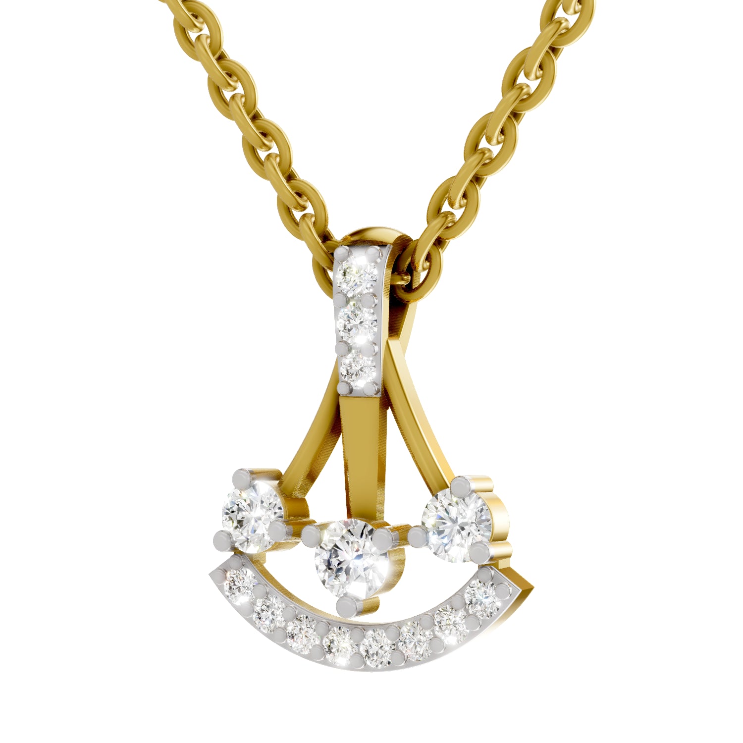 0.31 Carat Round Shape Celestial Arc Pendant | 14K Yellow Gold