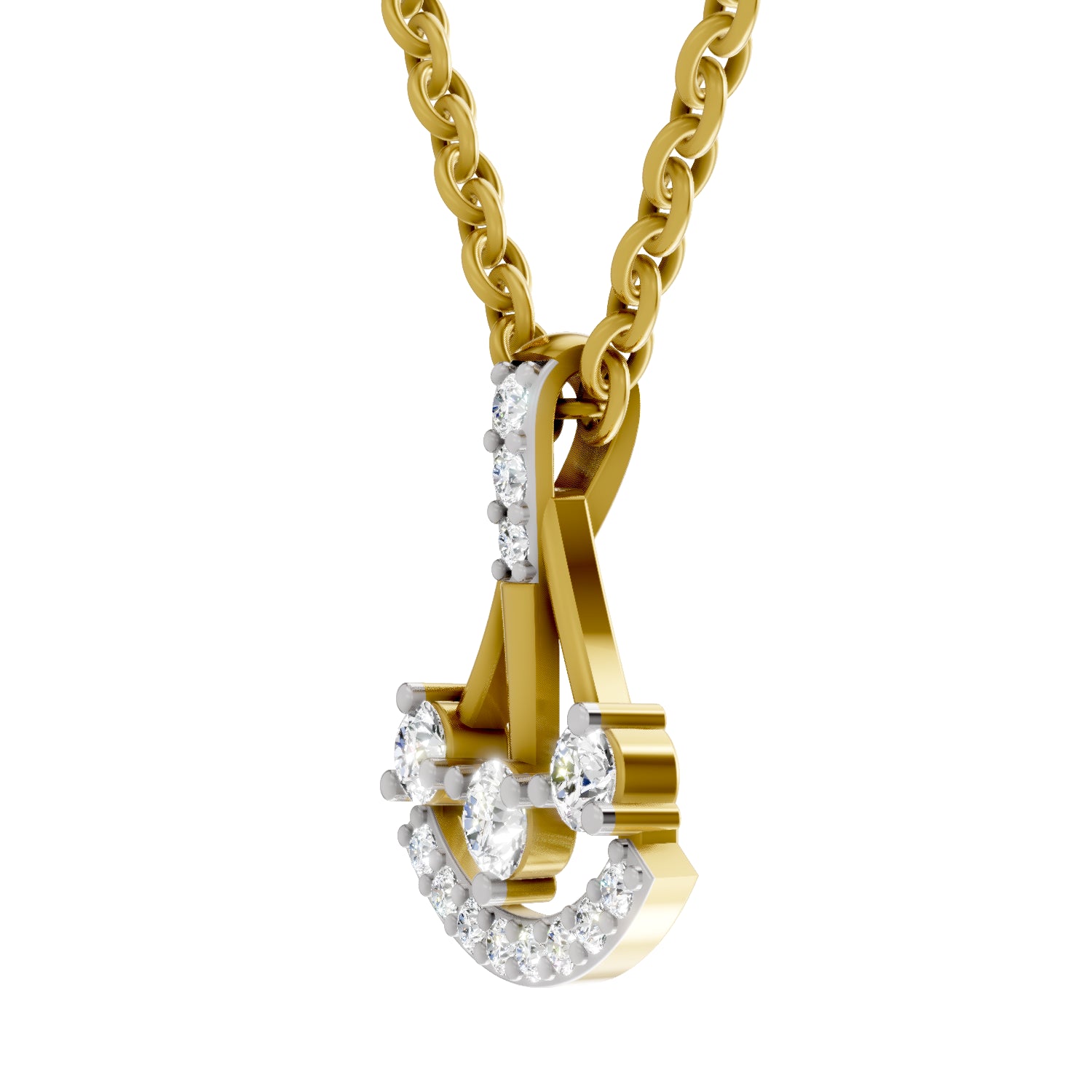 0.31 Carat Round Shape Celestial Arc Pendant | 14K Yellow Gold