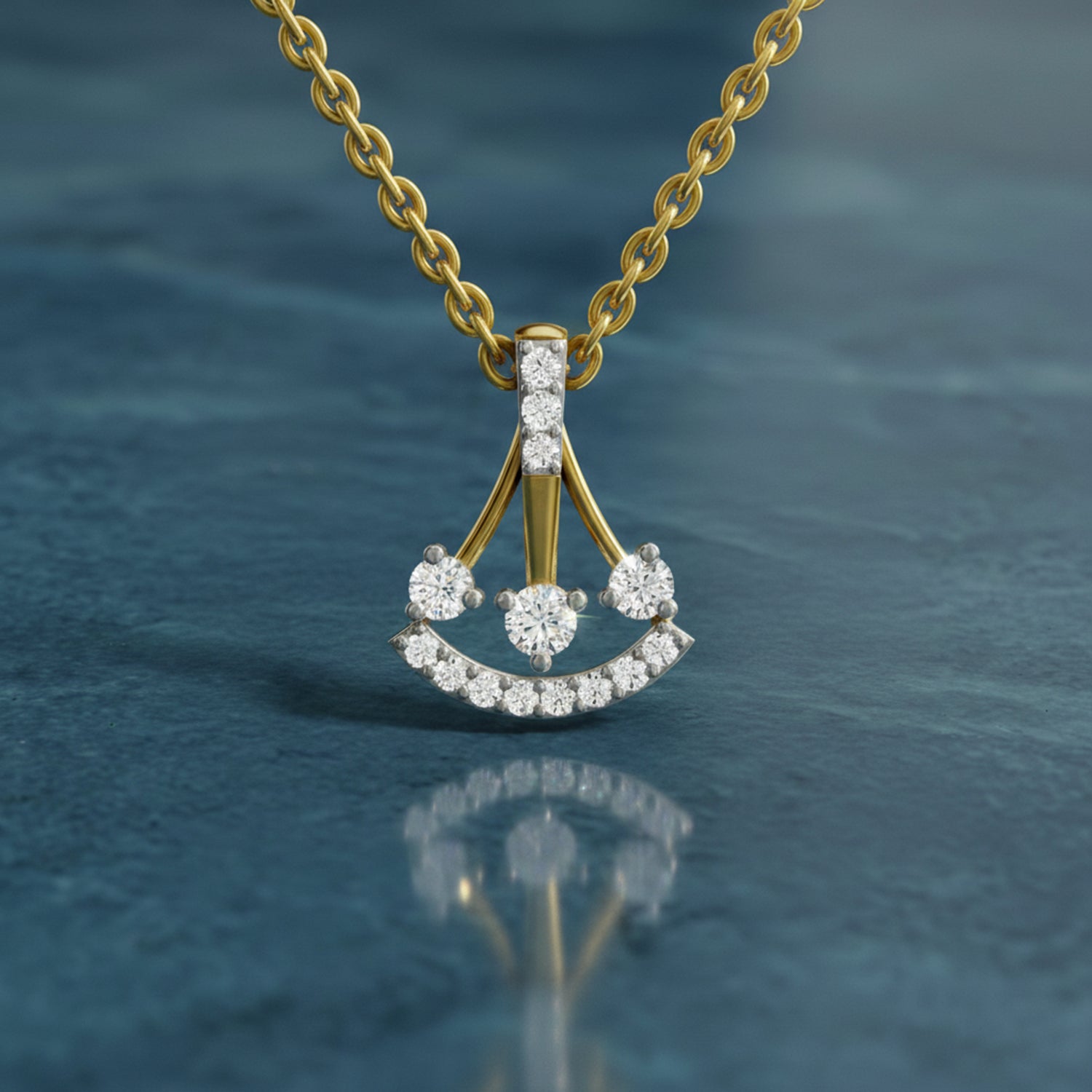 0.31 Carat Lab Grown Diamond Celestial Arc Pendant in 14K