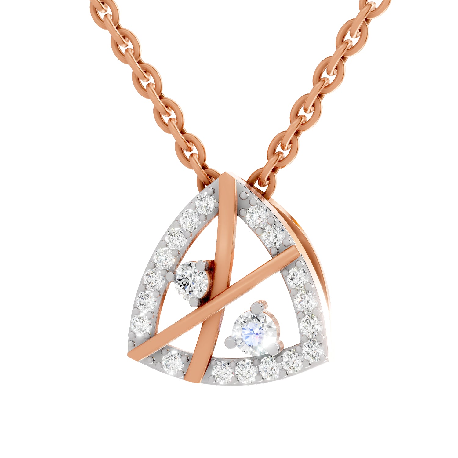 0.29 Carat Round Shape Trinity Spark Pendant | 14K Rose Gold