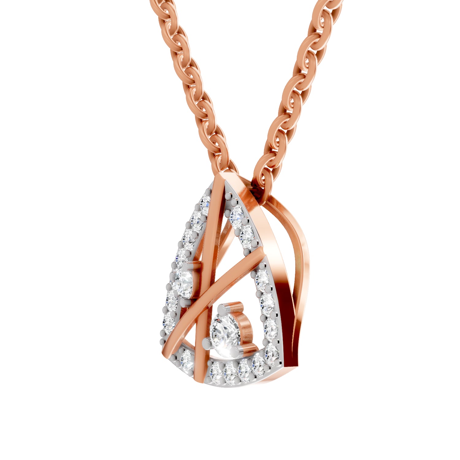 0.29 Carat Round Shape Trinity Spark Pendant | 14K Rose Gold