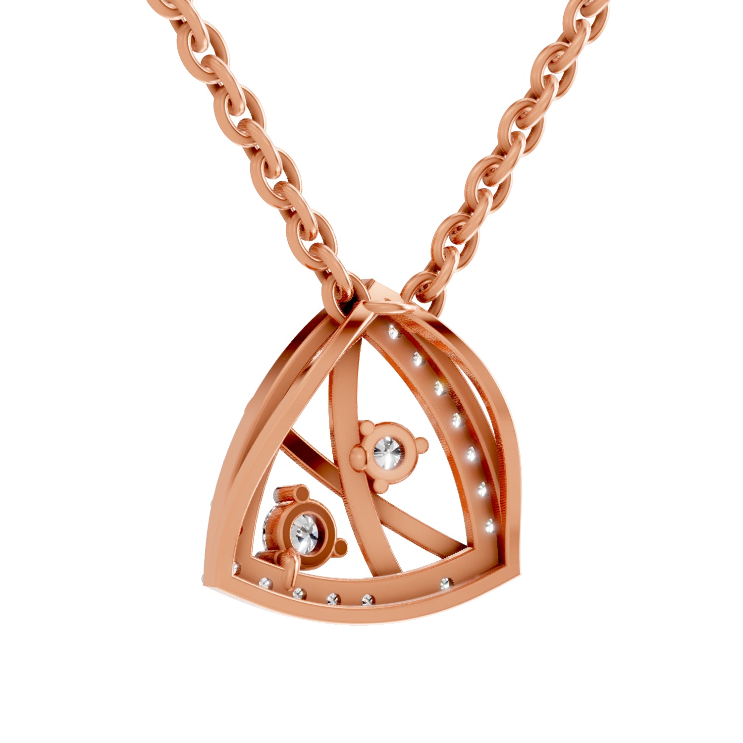 0.29 Carat Round Shape Trinity Spark Pendant | 14K Rose Gold