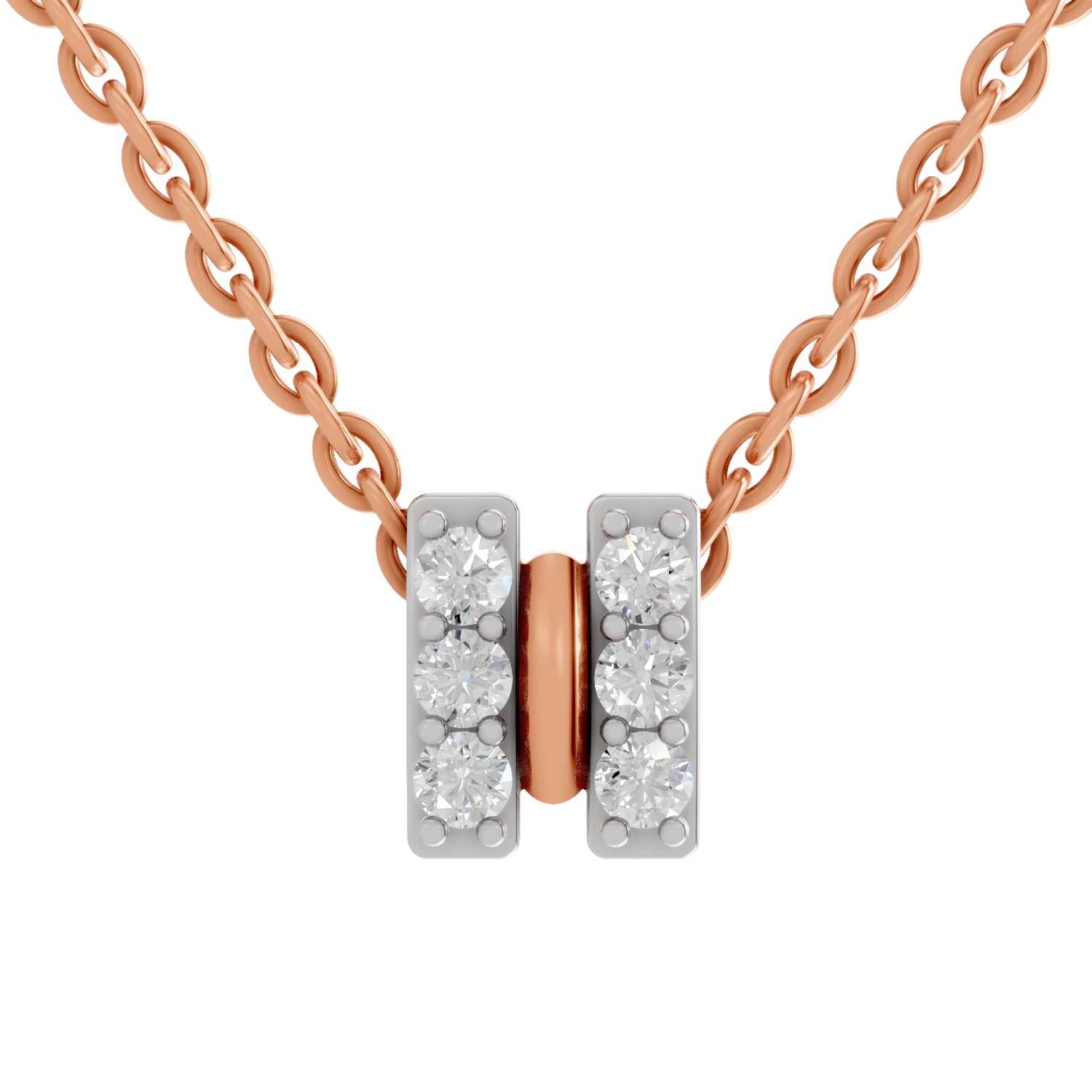 0.23 Carat Round Shape Twogether Pendant | 14K Rose Gold