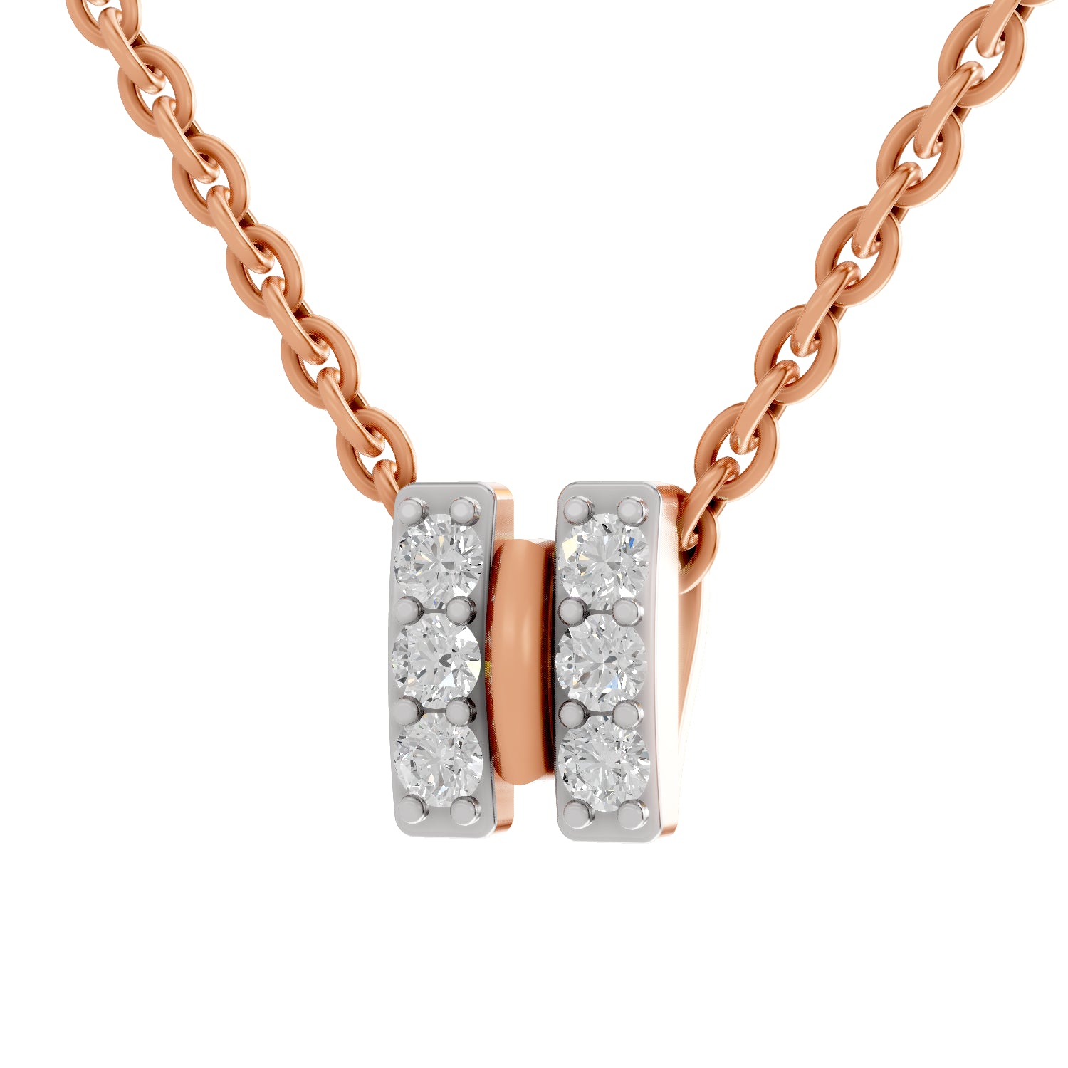 0.23 Carat Round Shape Twogether Pendant | 14K Rose Gold