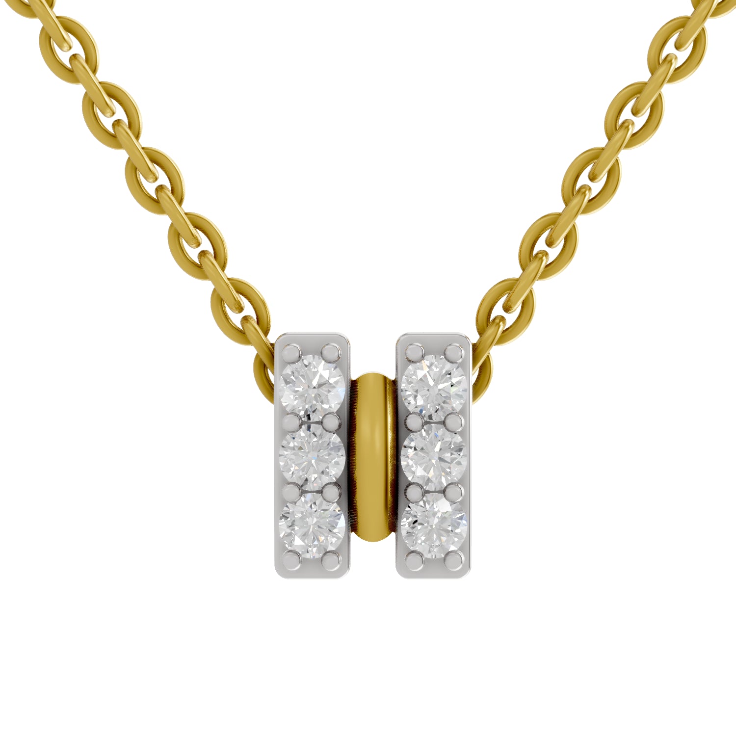 0.23 Carat Round Shape Twogether Pendant | 14K Yellow Gold