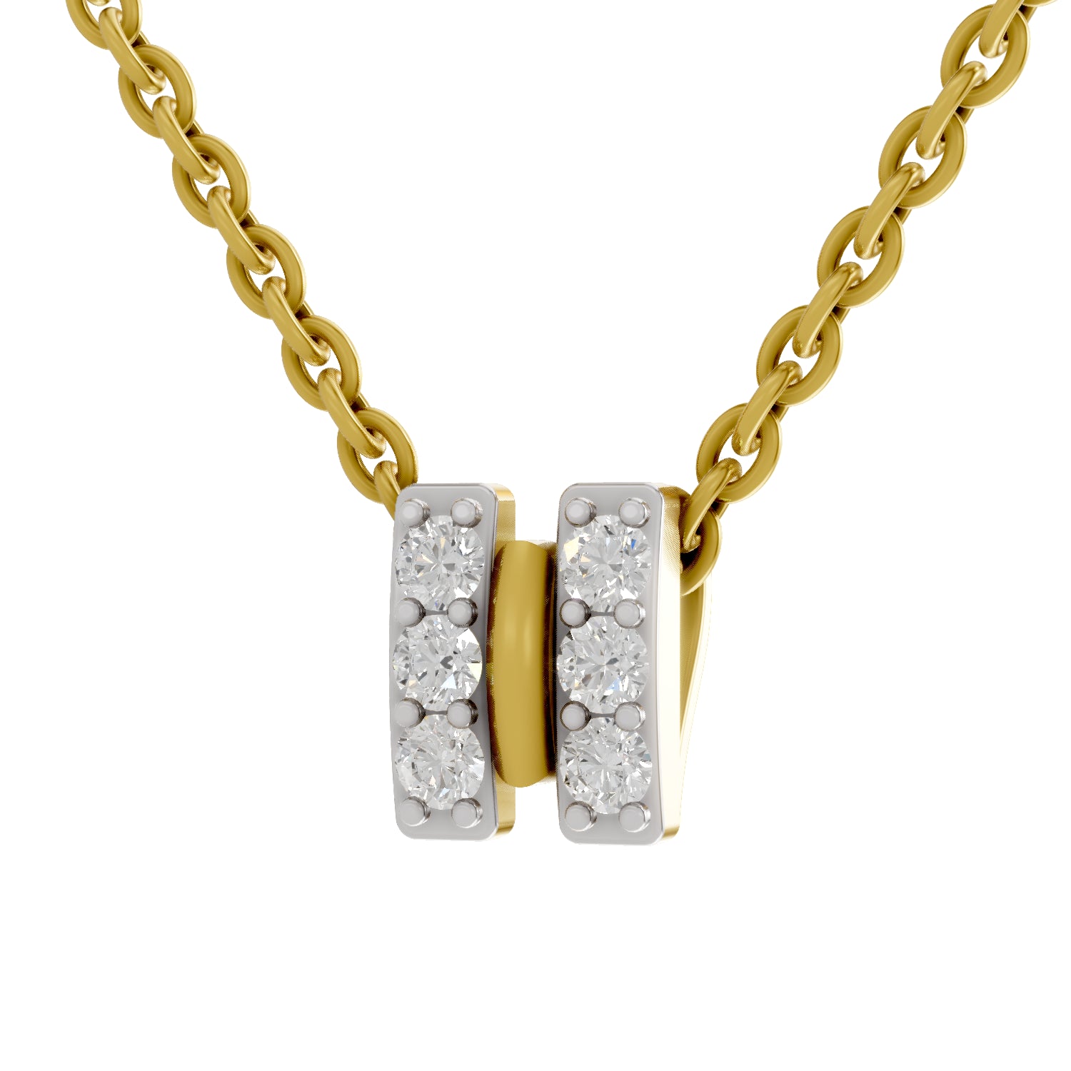 0.23 Carat Round Shape Twogether Pendant | 14K Yellow Gold