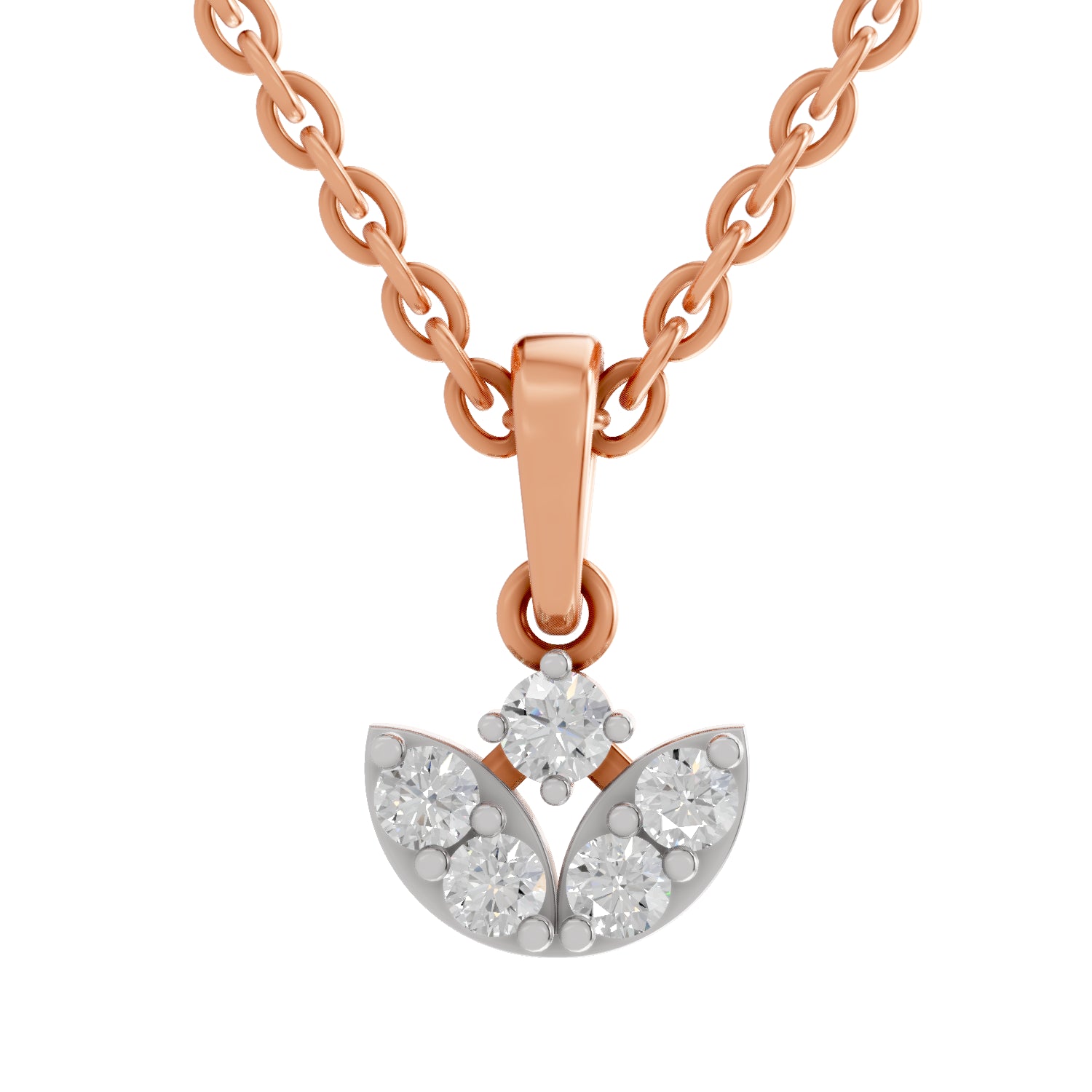 0.25 Carat Round Shape Trinity Bloom Pendant | 14K Rose Gold