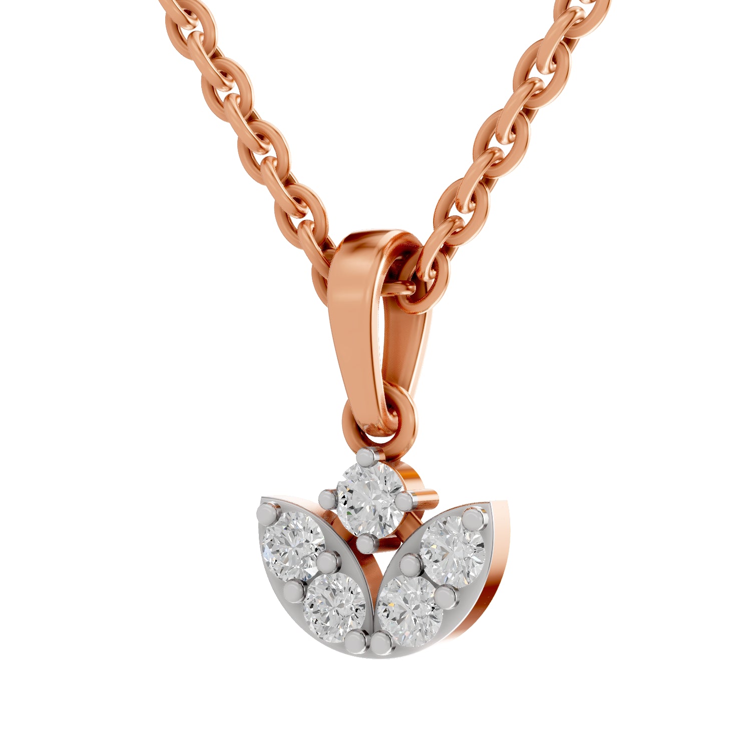 0.25 Carat Round Shape Trinity Bloom Pendant | 14K Rose Gold