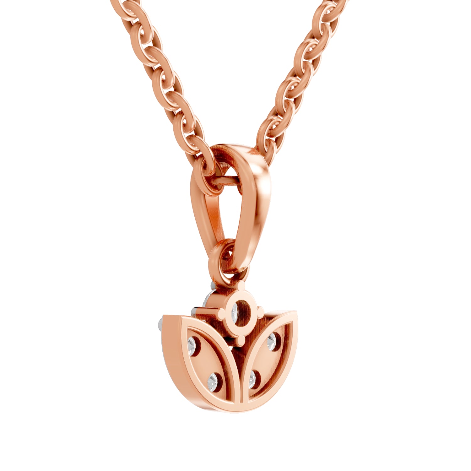 0.25 Carat Round Shape Trinity Bloom Pendant | 14K Rose Gold
