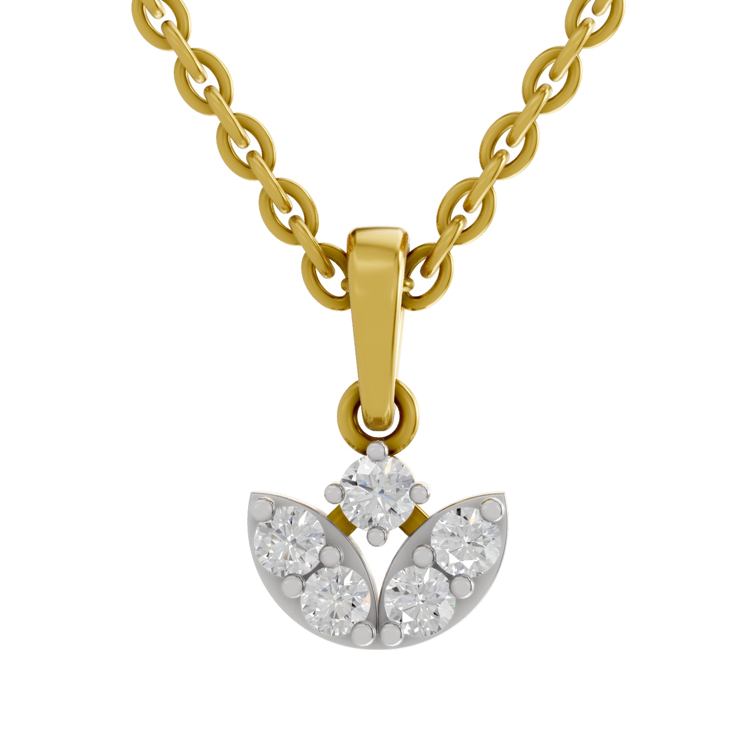 0.25 Carat Round Shape Trinity Bloom Pendant | 14K Yellow Gold
