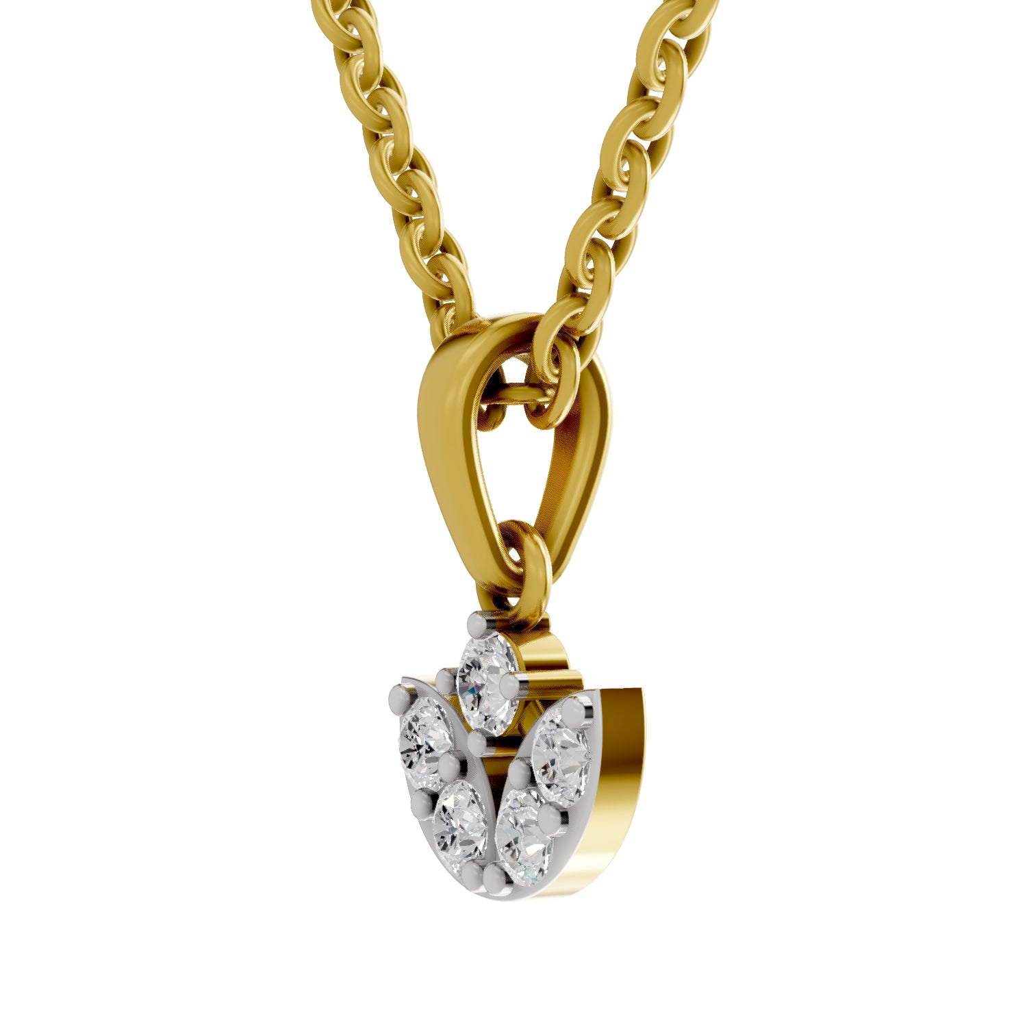 0.25 Carat Round Shape Trinity Bloom Pendant | 14K Yellow Gold