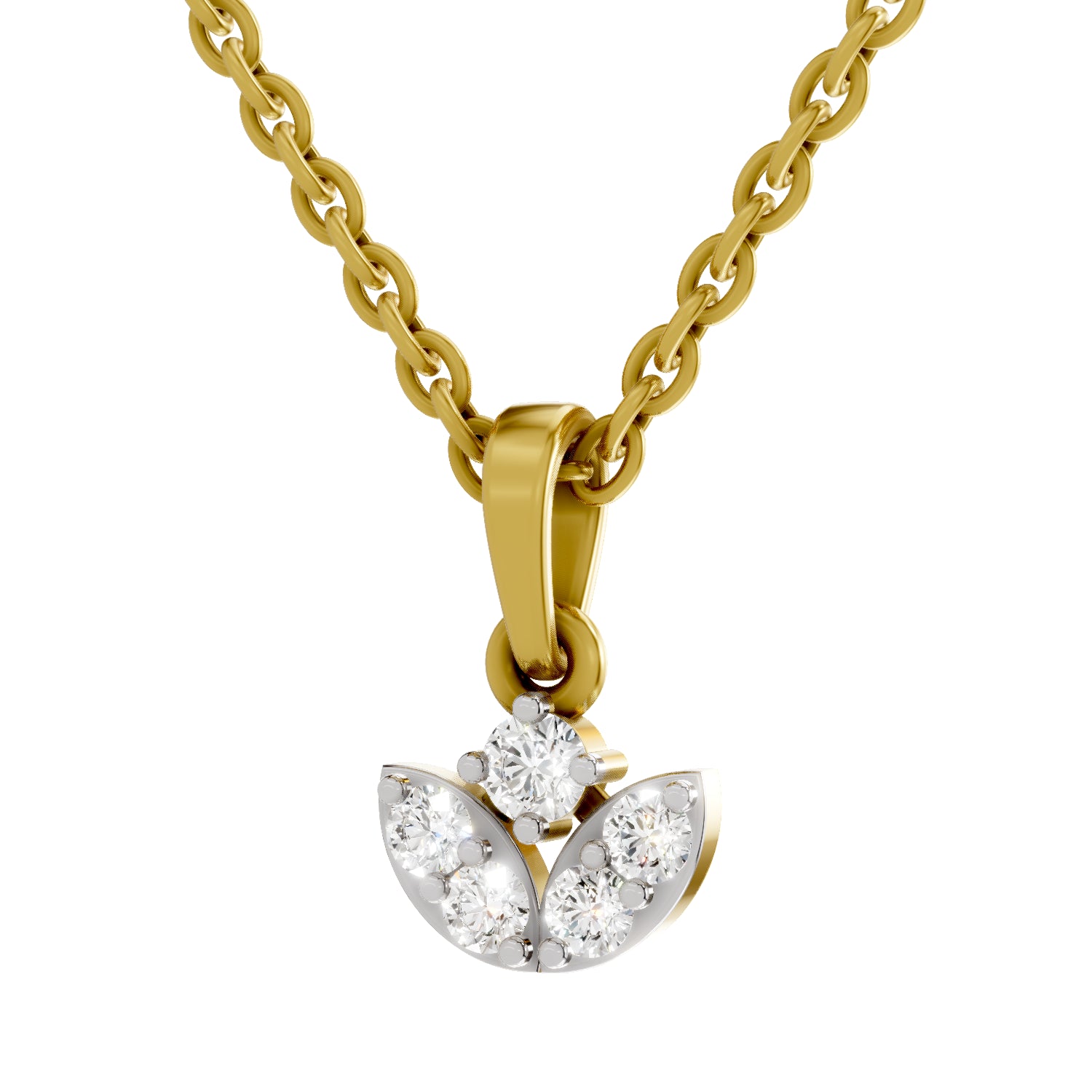 0.25 Carat| 925 Sterling Silver Gold Plated Mini Lotus Pendant Necklace