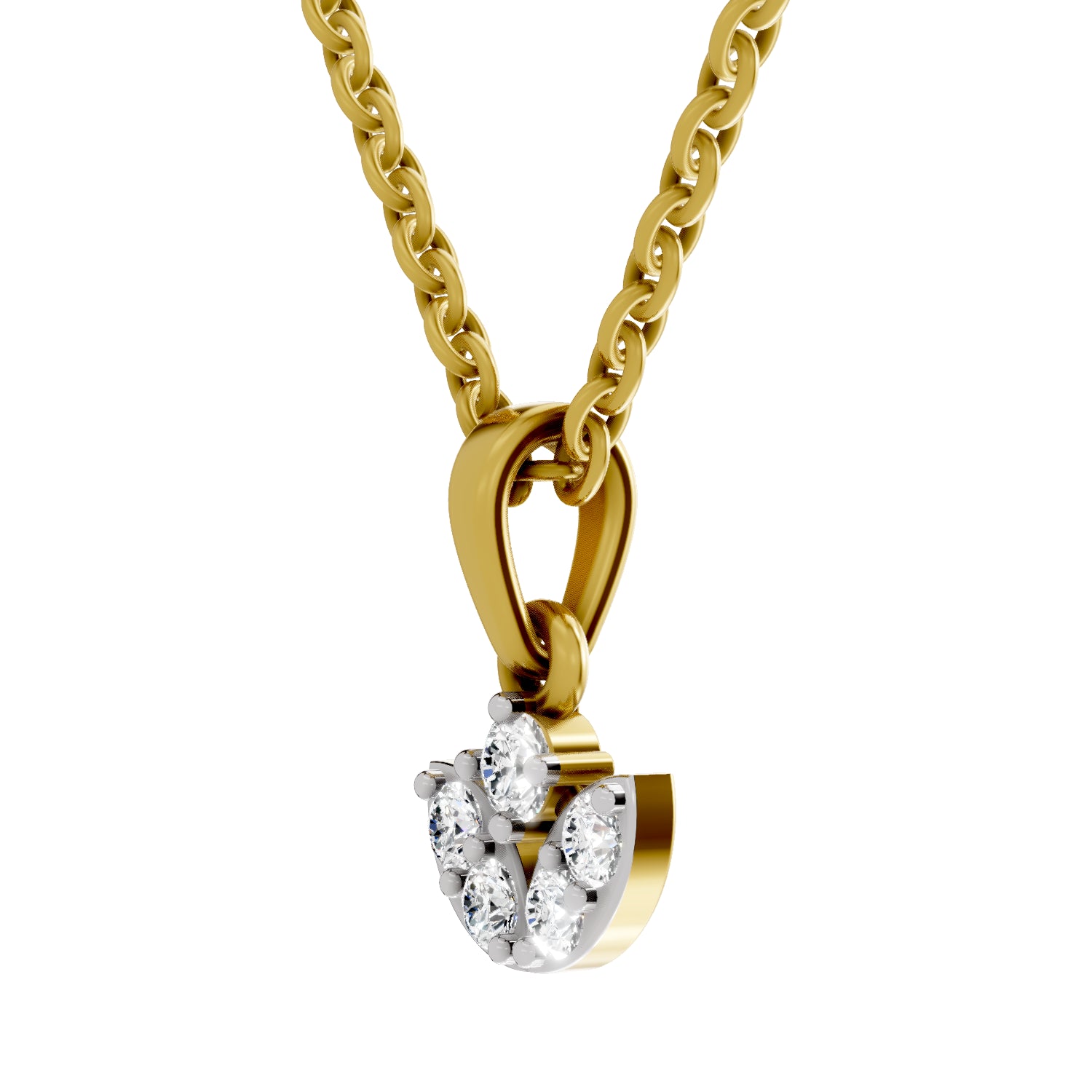 0.25 Carat| 925 Sterling Silver Gold Plated Mini Lotus Pendant Necklace