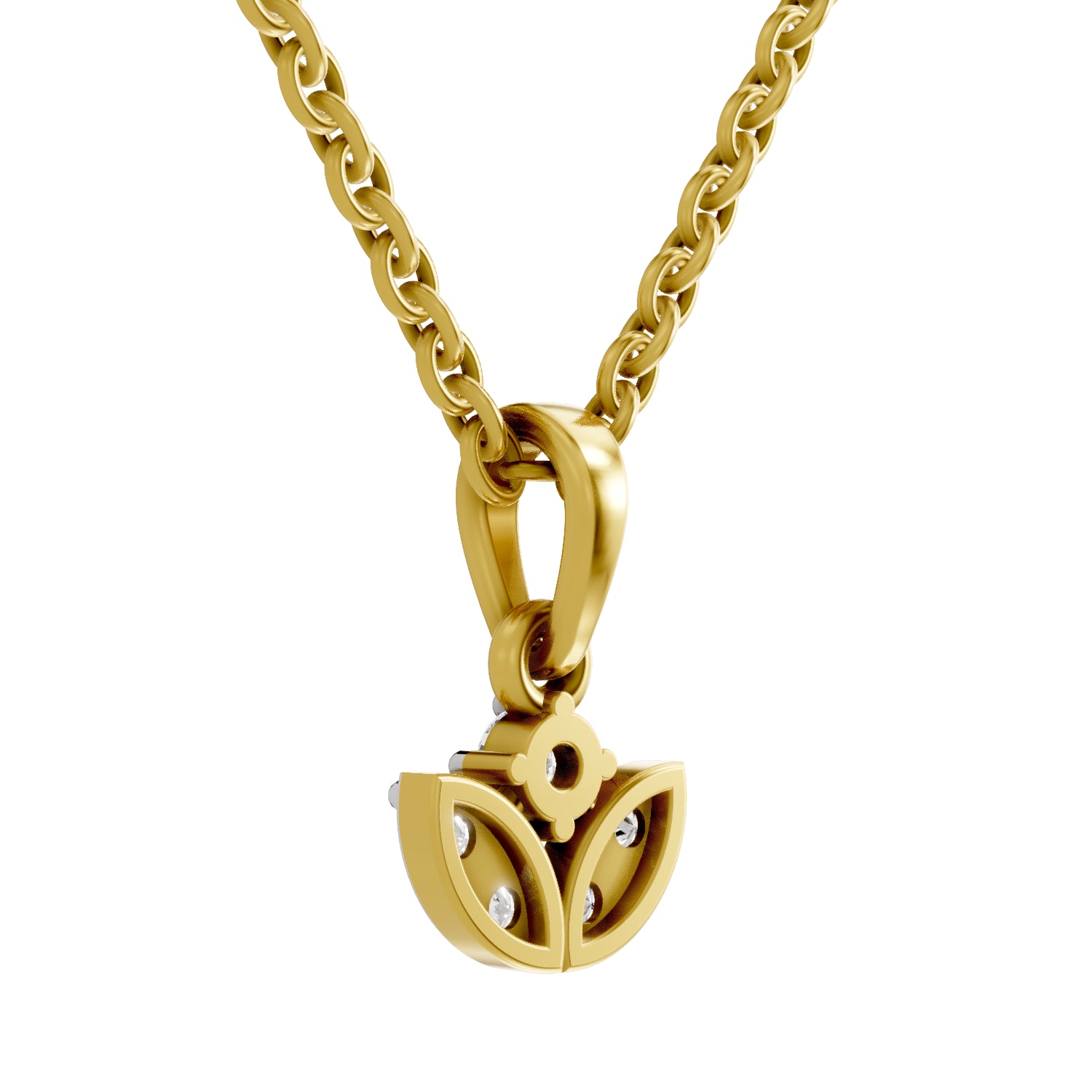 0.25 Carat| 925 Sterling Silver Gold Plated Mini Lotus Pendant Necklace