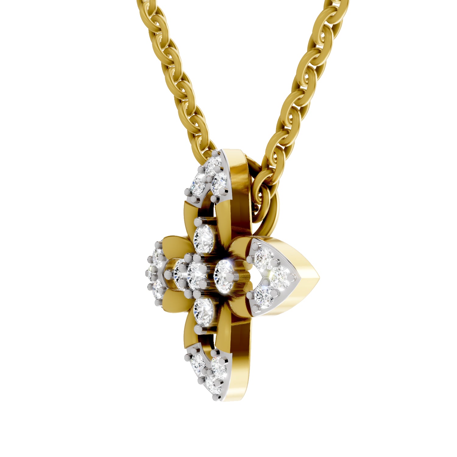 0.25 Carat| 925 Sterling Silver Gold Plated Flower Pendant Necklace