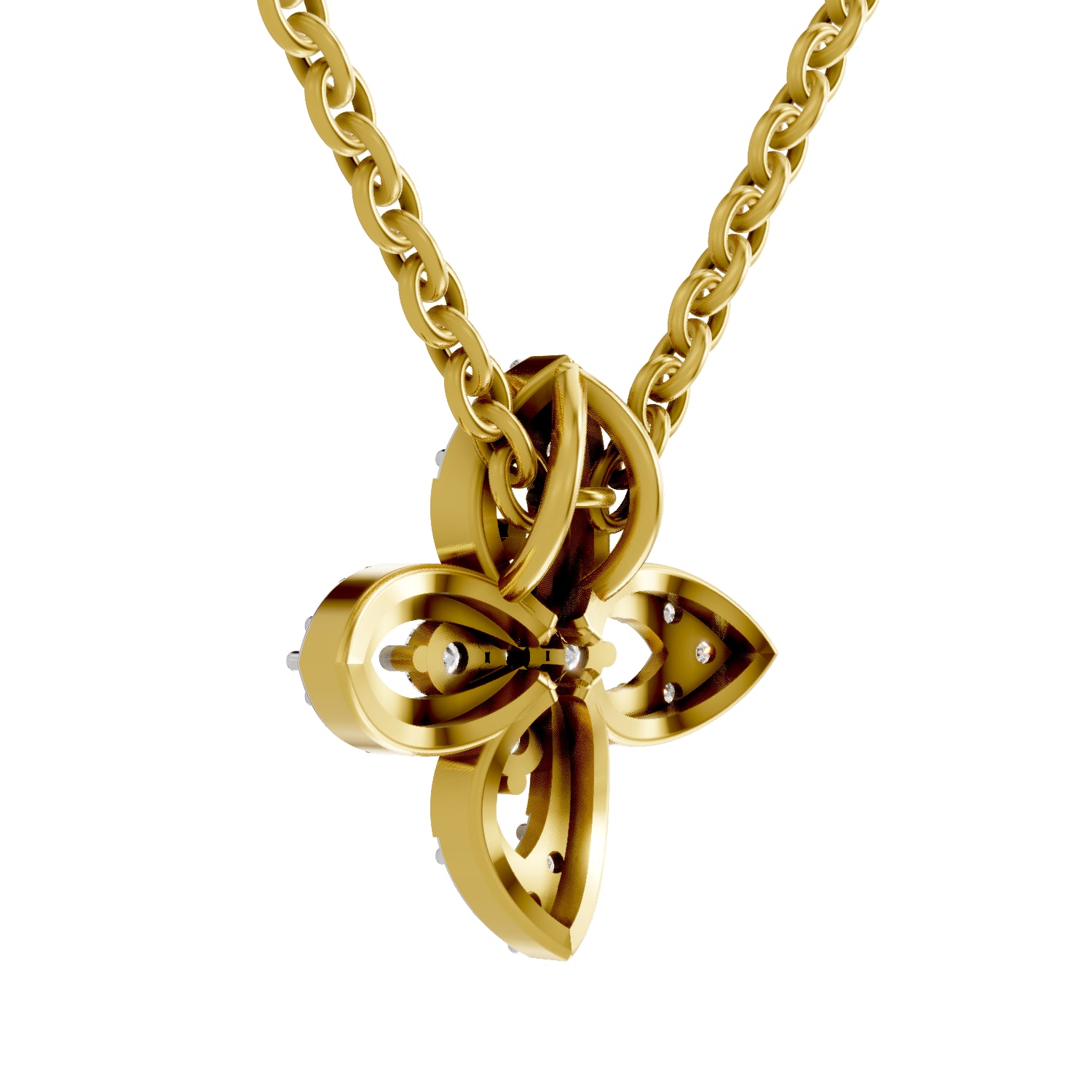 0.25 Carat| 925 Sterling Silver Gold Plated Flower Pendant Necklace