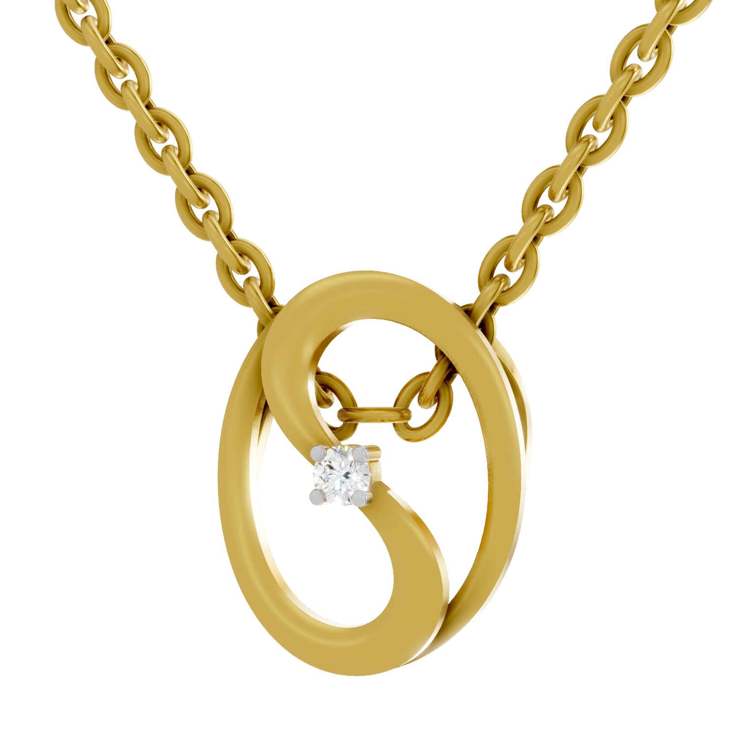 0.02 Carat| 925 Sterling Silver Gold Plated Celestial Loop Pendant Necklace