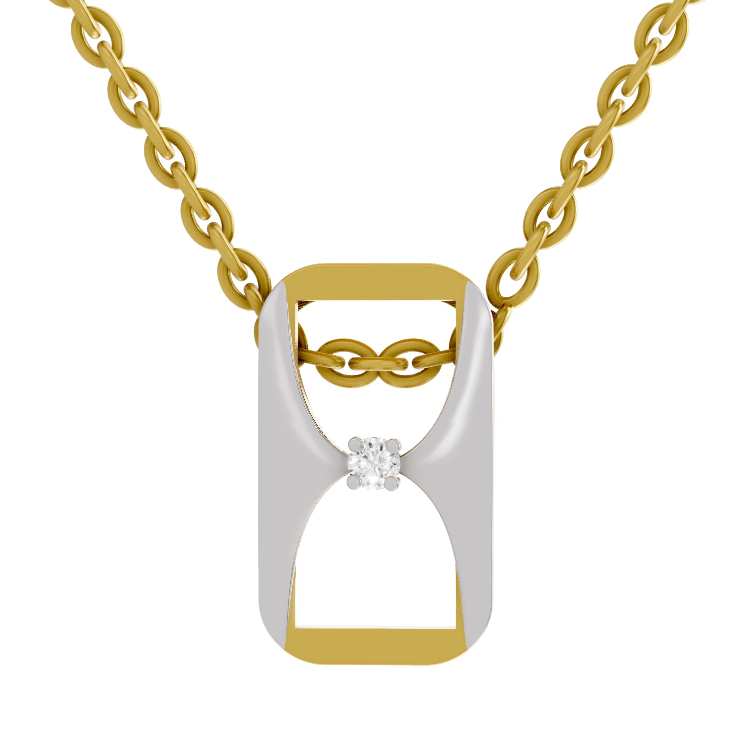0.02 Carat| 925 Sterling Silver Gold Plated Pop Top Fashion Pendant Necklace