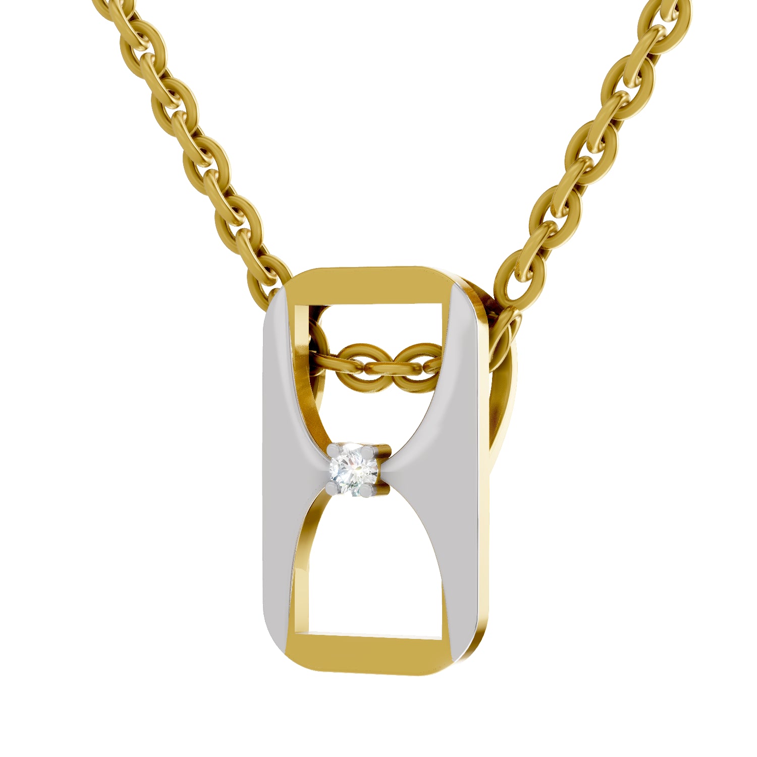 0.02 Carat| 925 Sterling Silver Gold Plated Pop Top Fashion Pendant Necklace