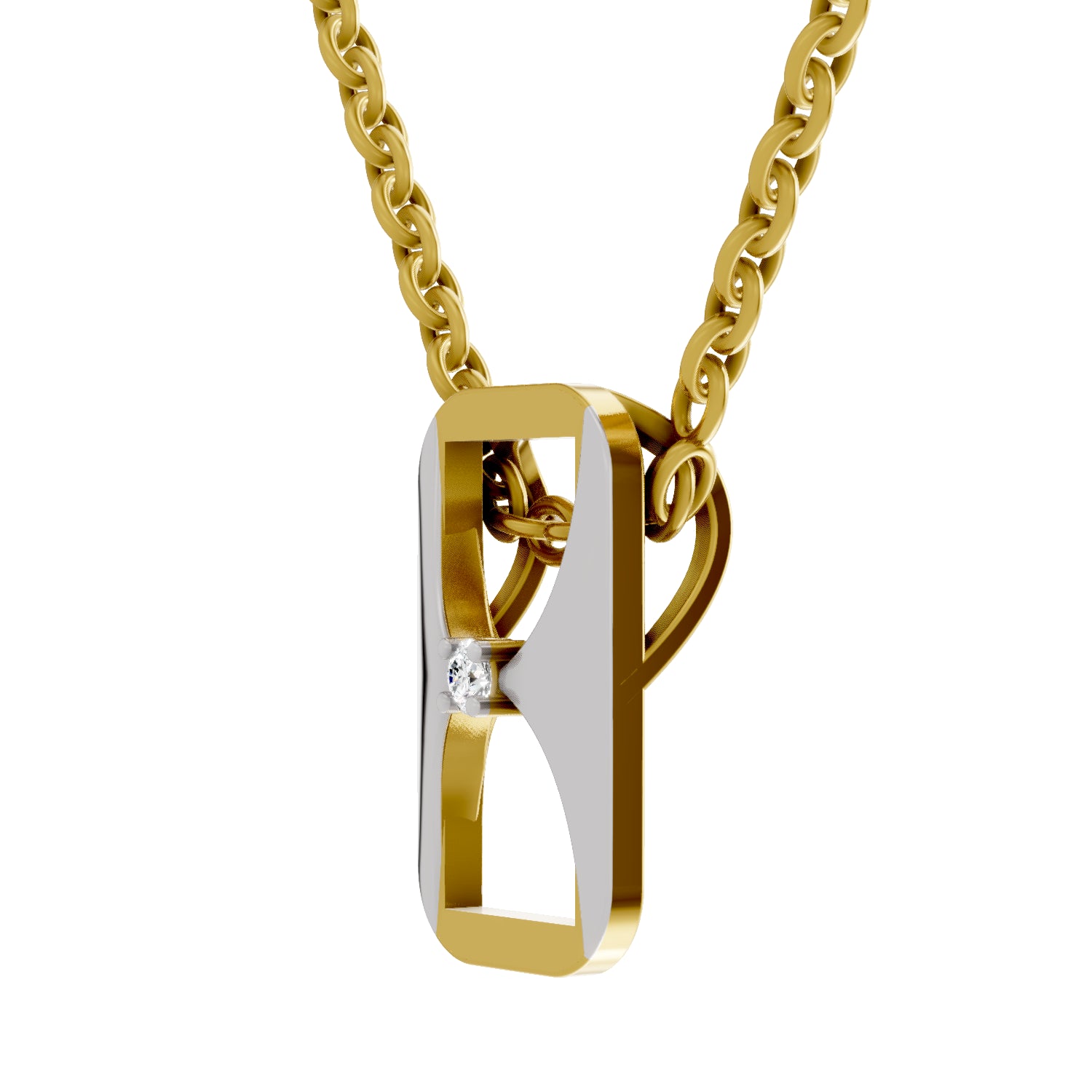 0.02 Carat| 925 Sterling Silver Gold Plated Pop Top Fashion Pendant Necklace