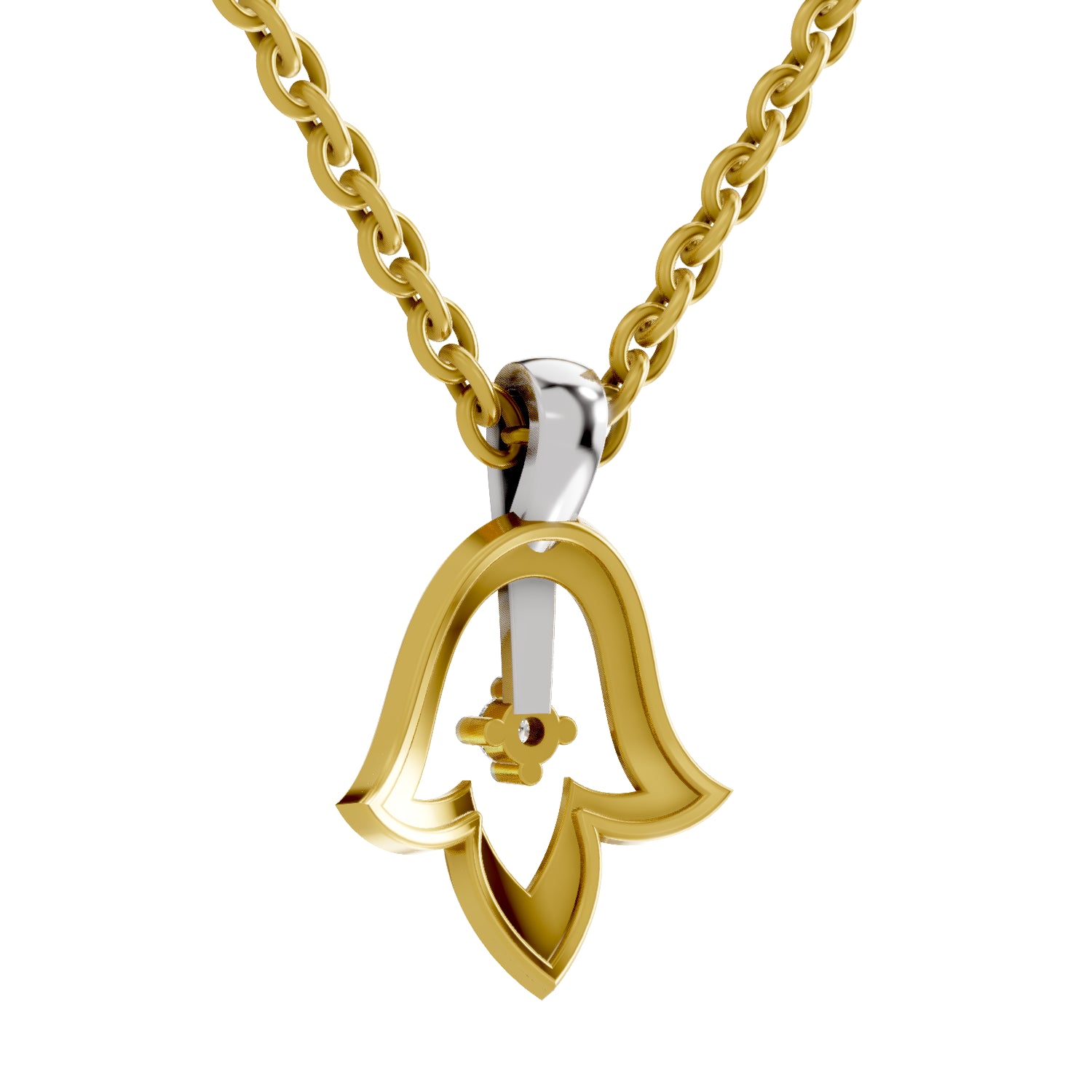 0.02 Carat| 925 Sterling Silver Gold Plated Tulip Pendant Necklace
