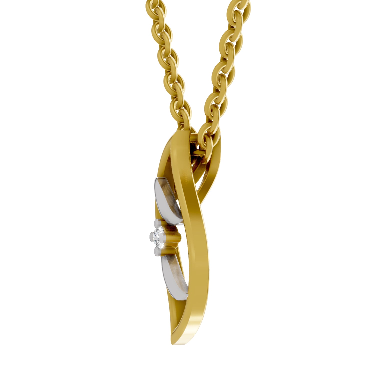 0.02 Carat| 925 Sterling Silver Gold Plated Swirl Pendant Necklace