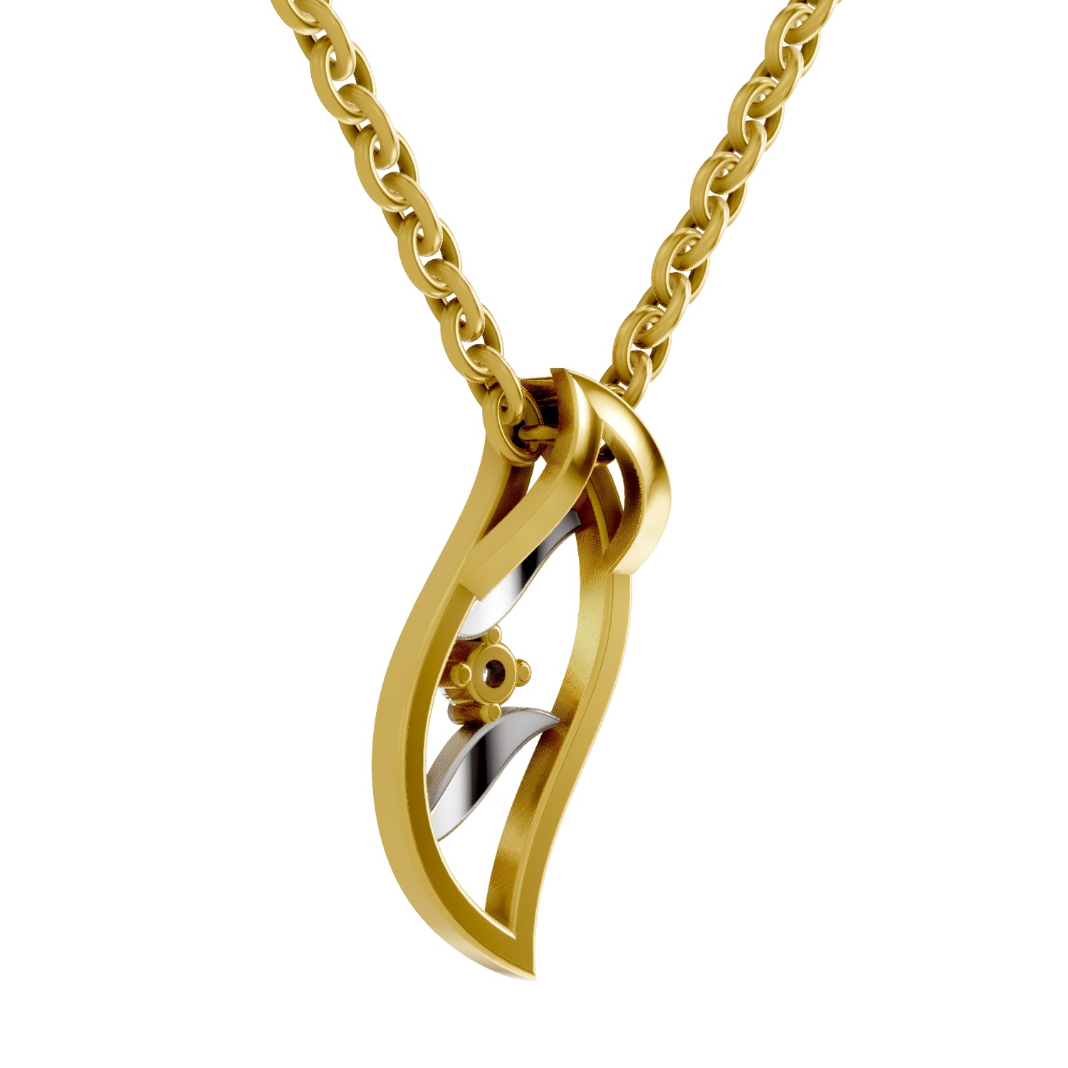 0.02 Carat| 925 Sterling Silver Gold Plated Swirl Pendant Necklace