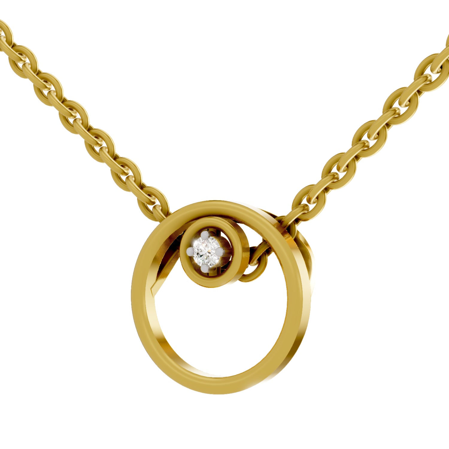 0.02 Carat| 925 Sterling Silver Gold Plated Circle Diamond Pendant Necklace