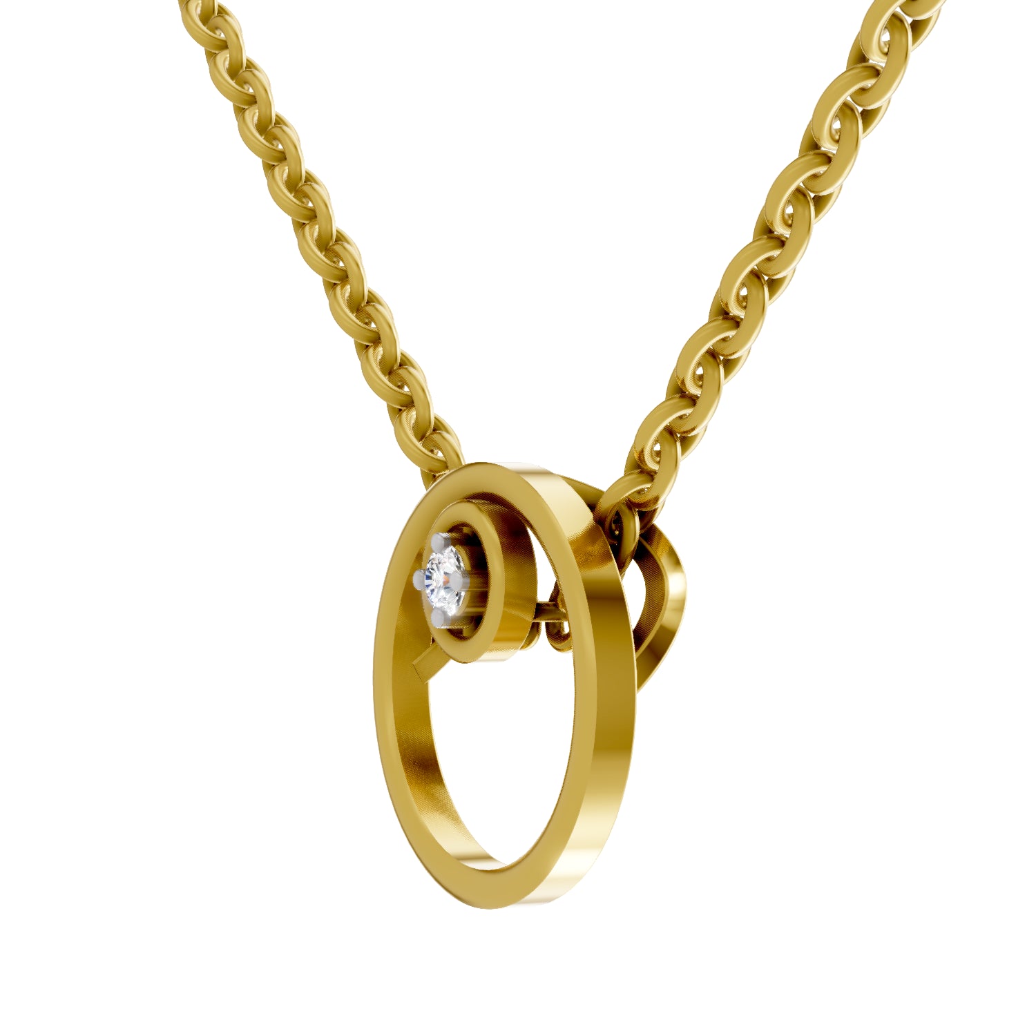 0.02 Carat| 925 Sterling Silver Gold Plated Circle Diamond Pendant Necklace